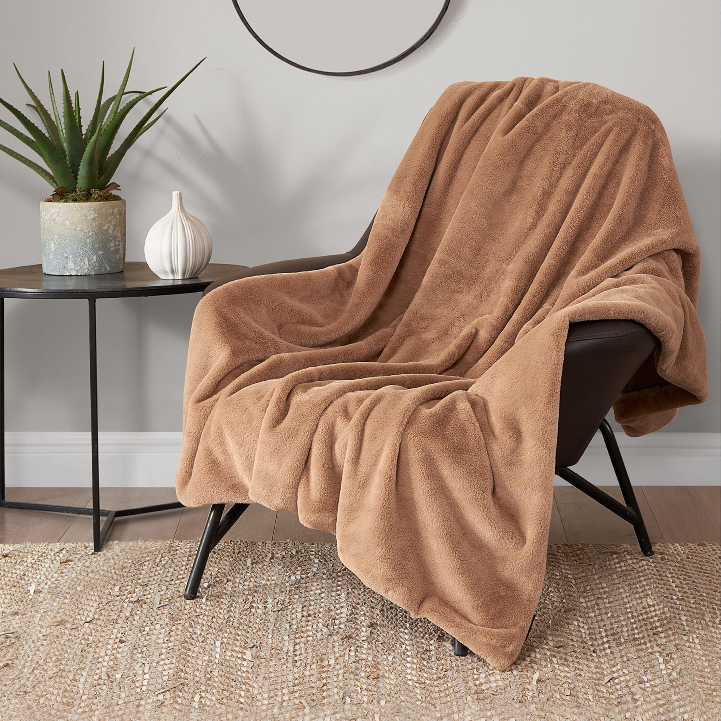 Lucky Brand Solid Rabbit Mink 50"X70" Throw Blanket