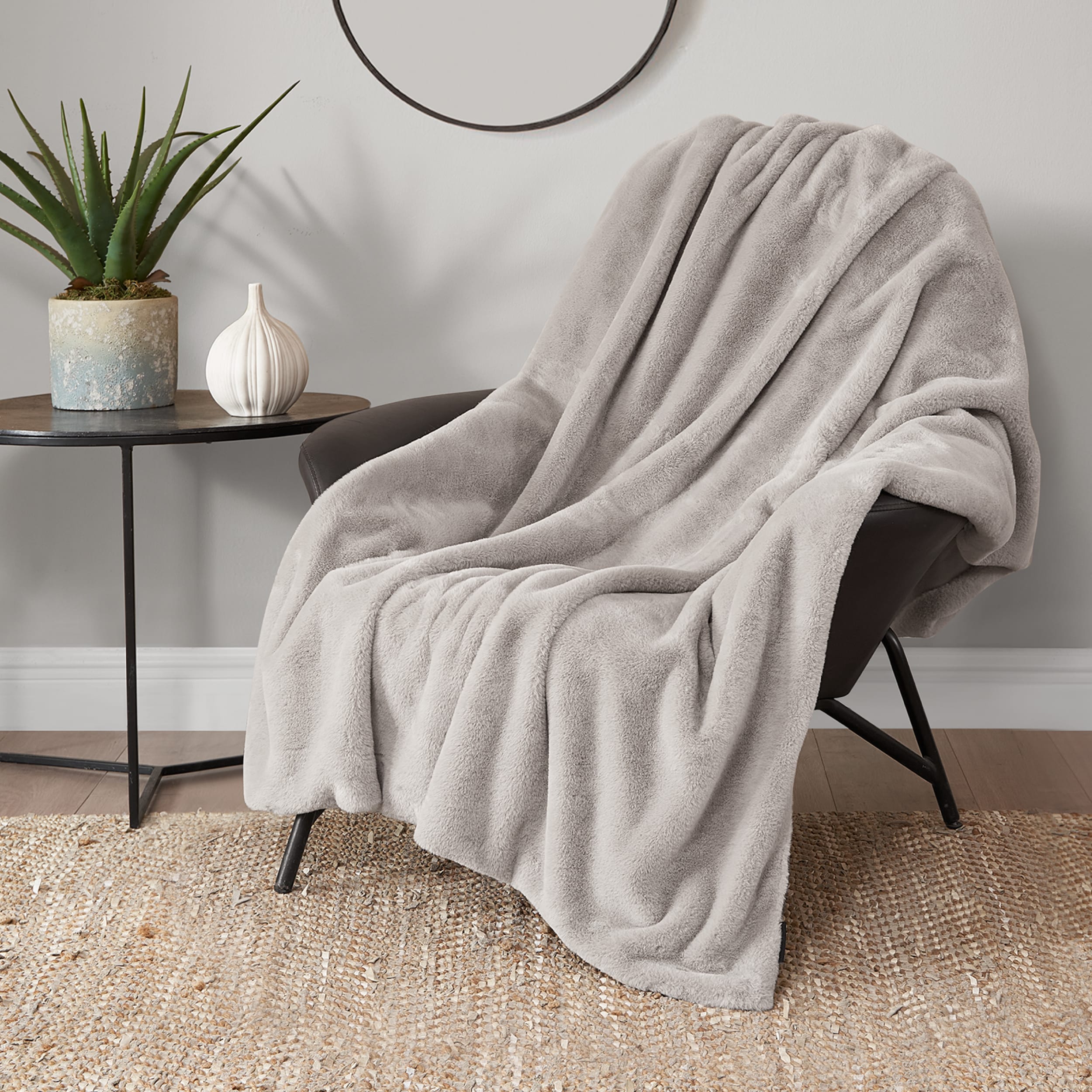 Lucky Brand Solid Rabbit Mink 50"X70" Throw Blanket