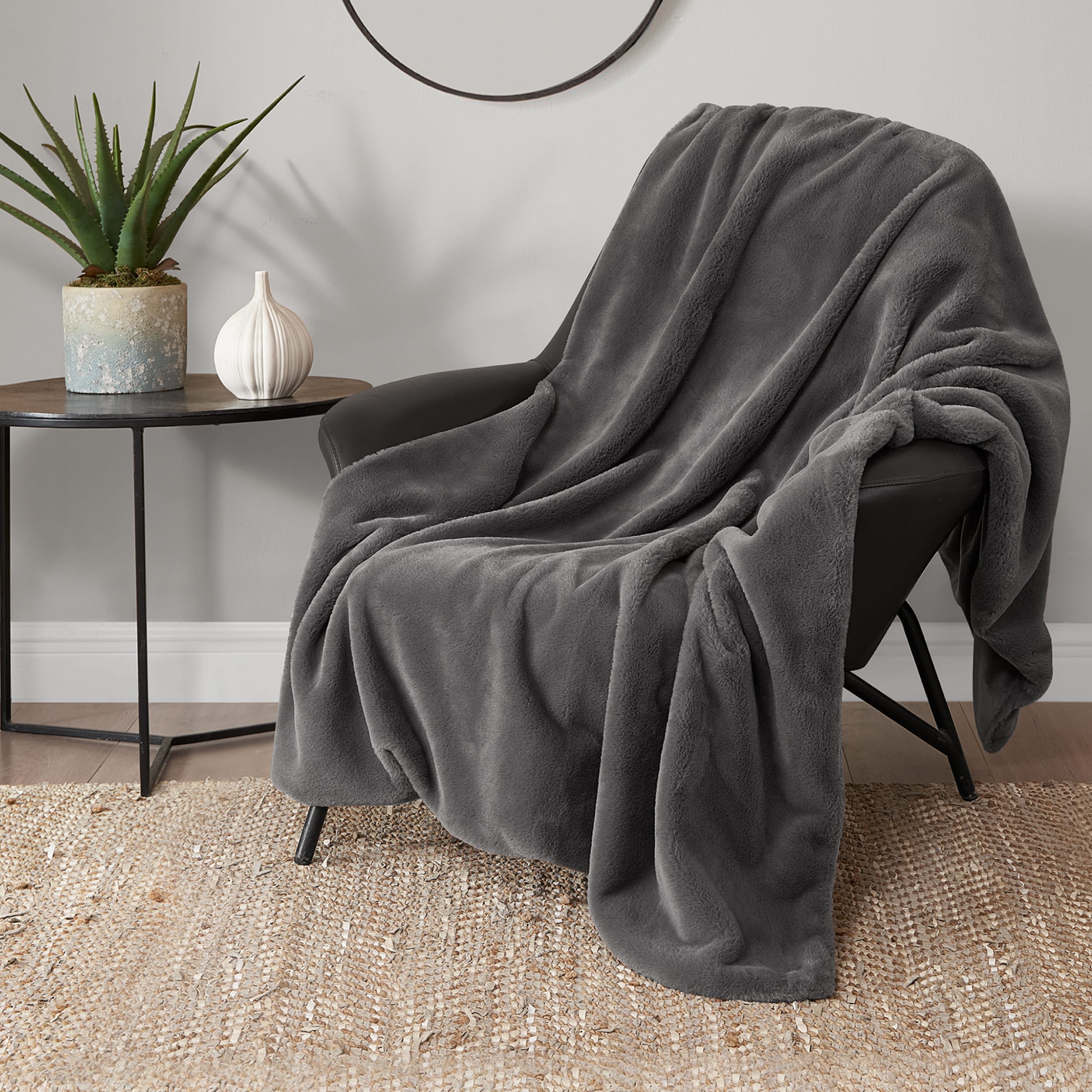 Lucky Brand Solid Rabbit Mink 50"X70" Throw Blanket