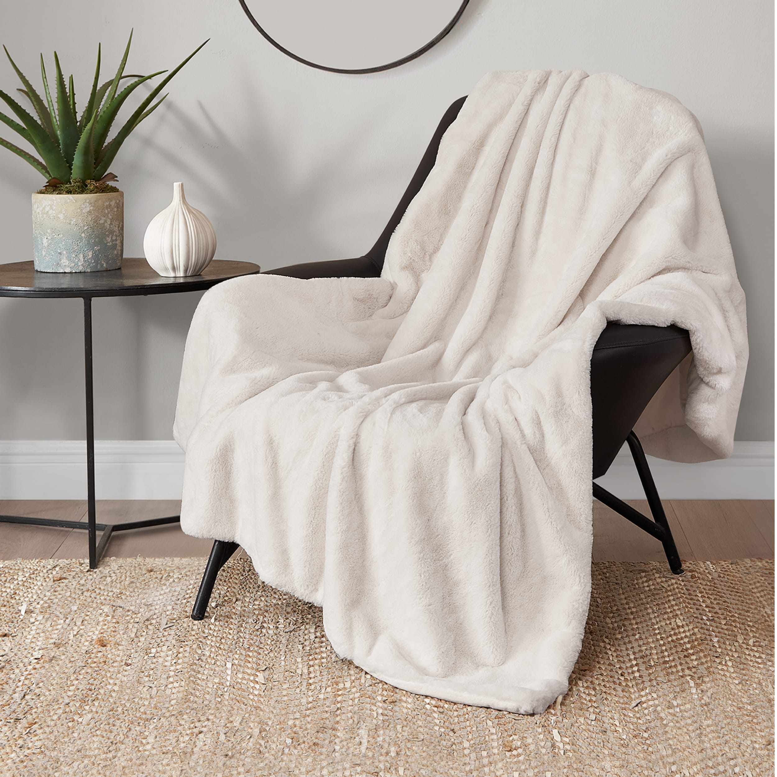Lucky Brand Solid Rabbit Mink 50"X70" Throw Blanket