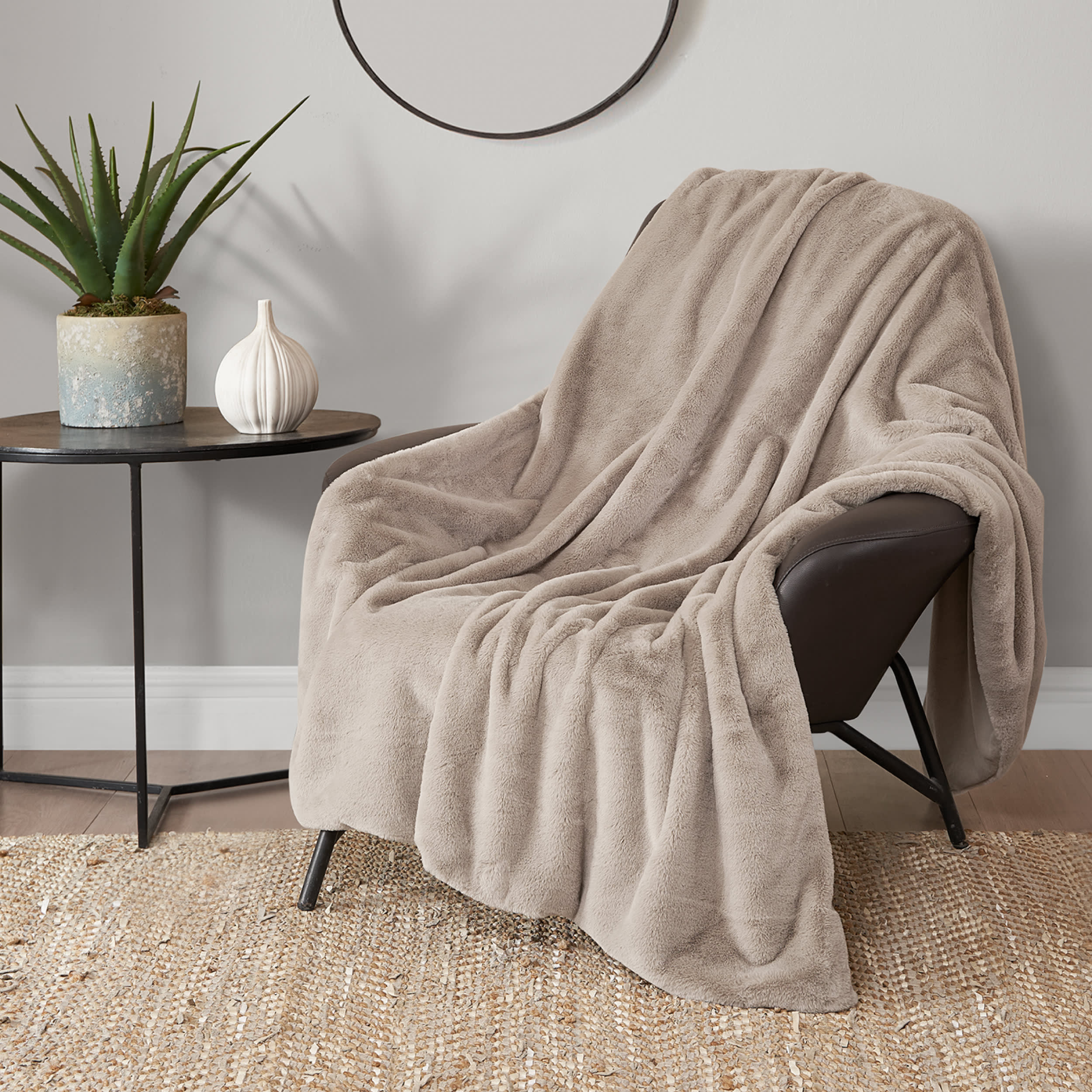Lucky Brand Solid Rabbit Mink 50"X70" Throw Blanket