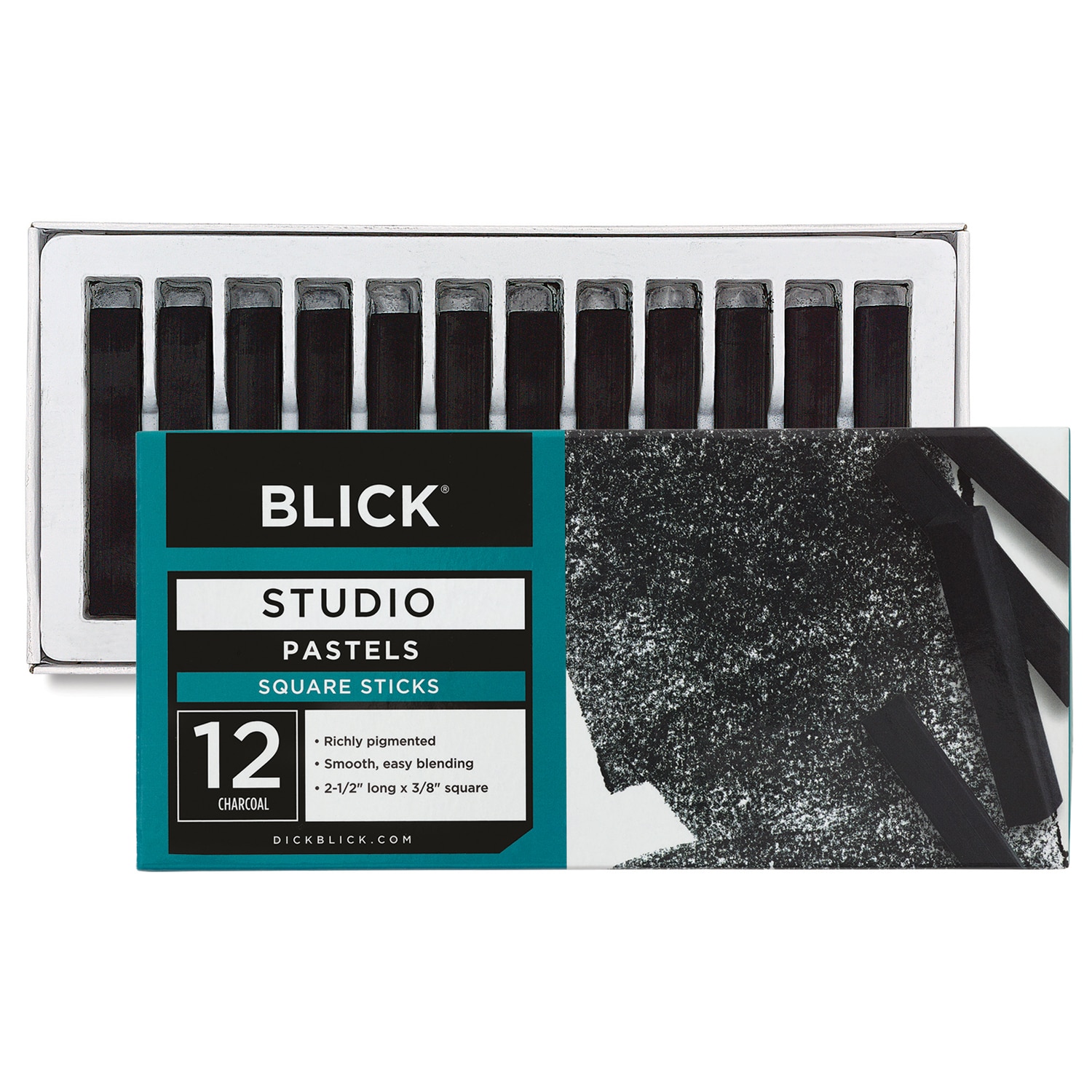 Blick Studio Square Soft Pastels - Carbon Black Set of 12