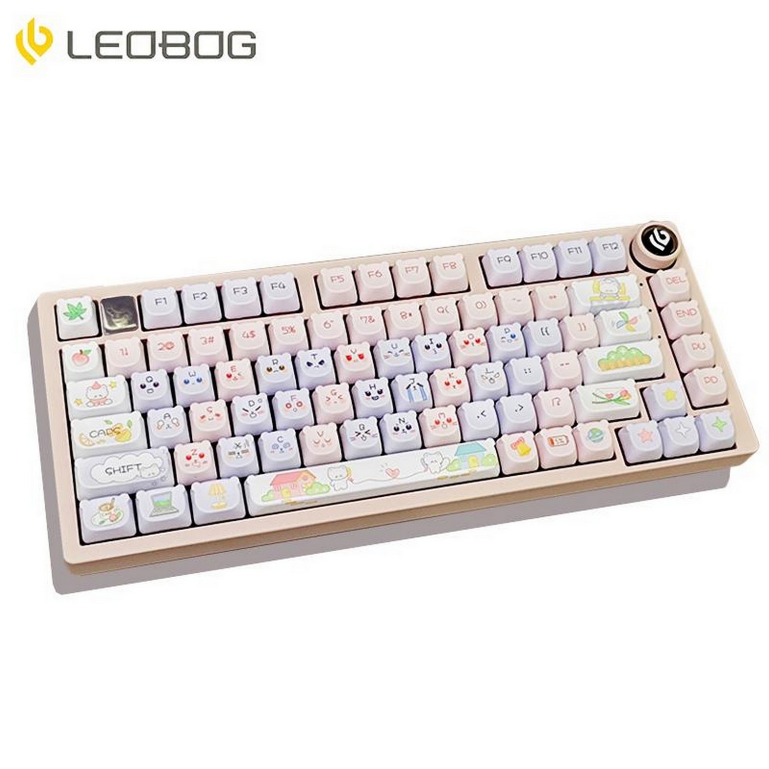 AULA LEOBOG Hi75 Wired Mechanical Gaming Keyboard-Aluminum Frame-RGB Backlit-75% Layout 81 Key-Tri-Mode Connect-Media Knob-Nimbus Switches-ASMR-White