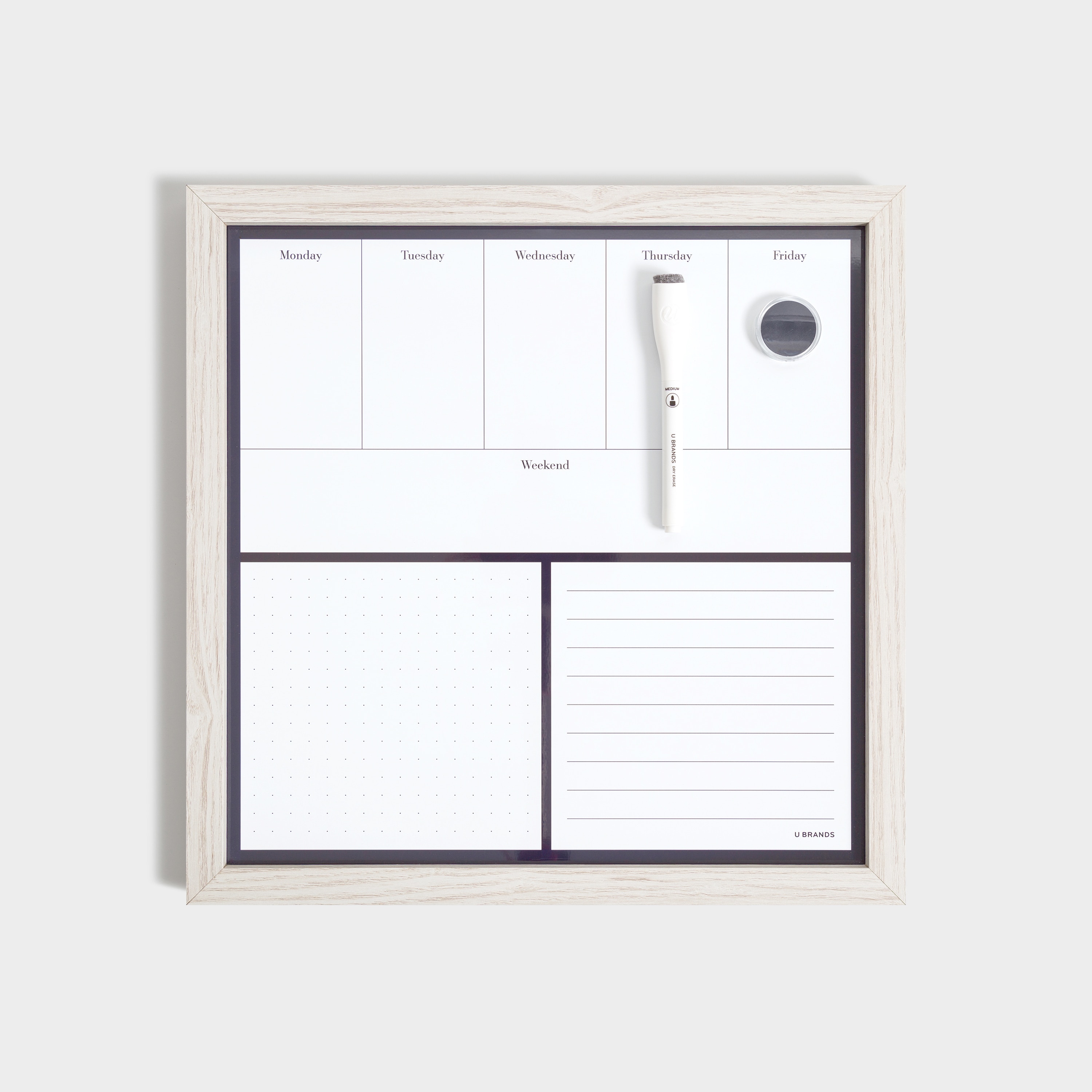U Brands Magnetic Weekly Dry Erase Calendar Planner Board 14x14 in.