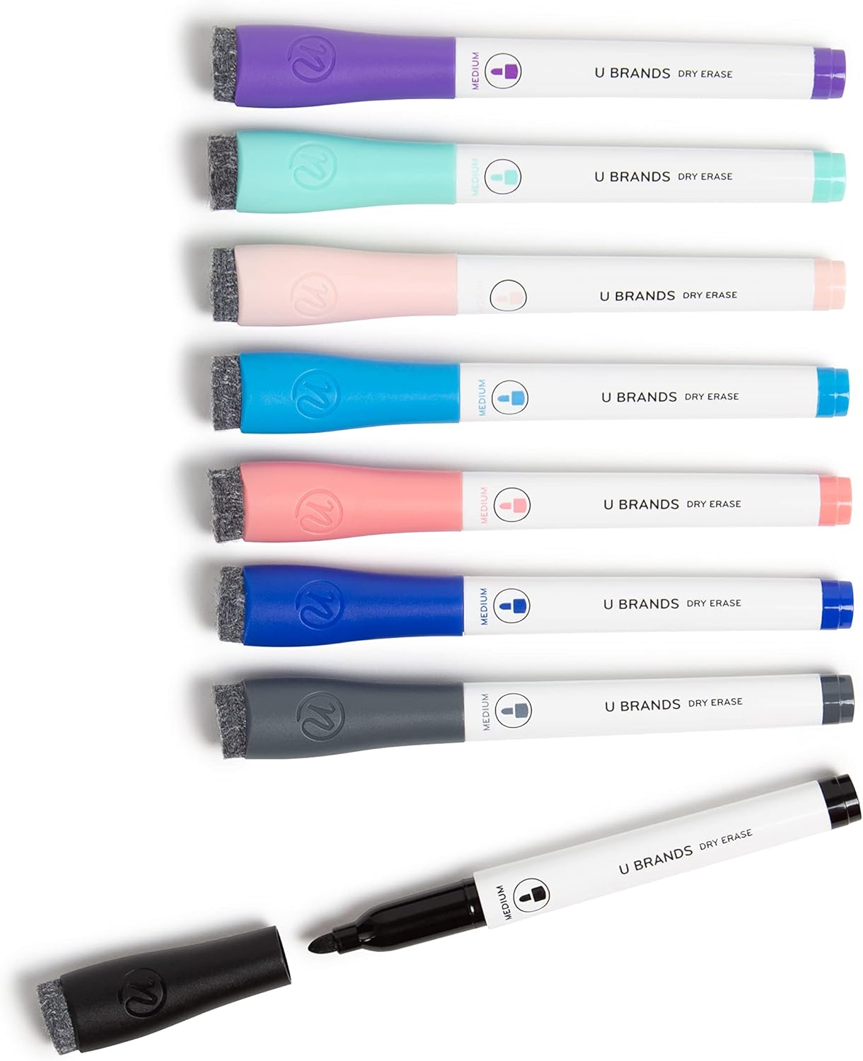 U Brands Dry Erase Markers Set of 6 Assorted Colors Low-Odor Chisel (5 mm) Tip