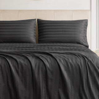 The Sheet Lab Regal Dreams Sateen Striped Damask 4-Piece 100% Cotton Sheet Set
