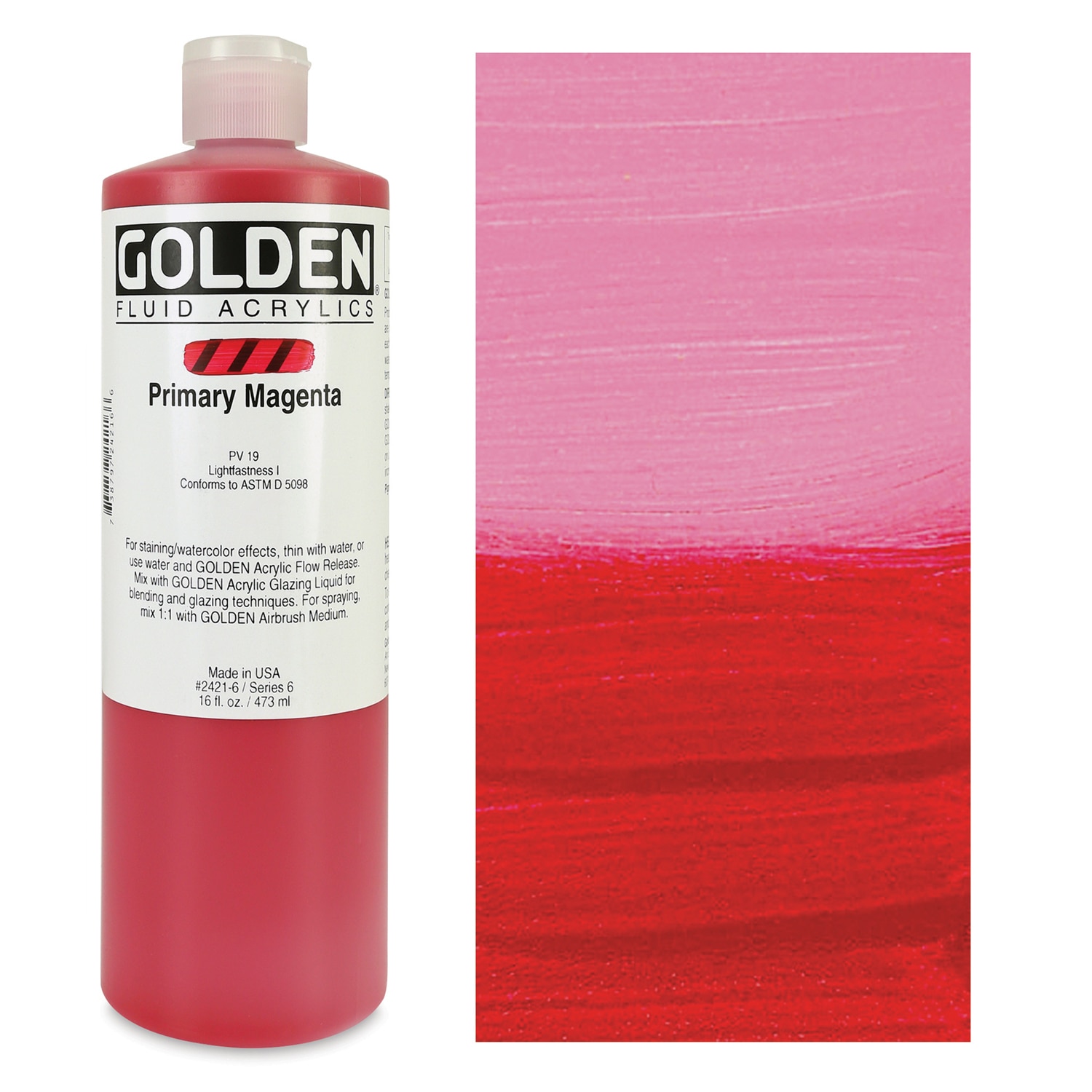 Golden Fluid Acrylics - Primary Magenta 16 oz bottle