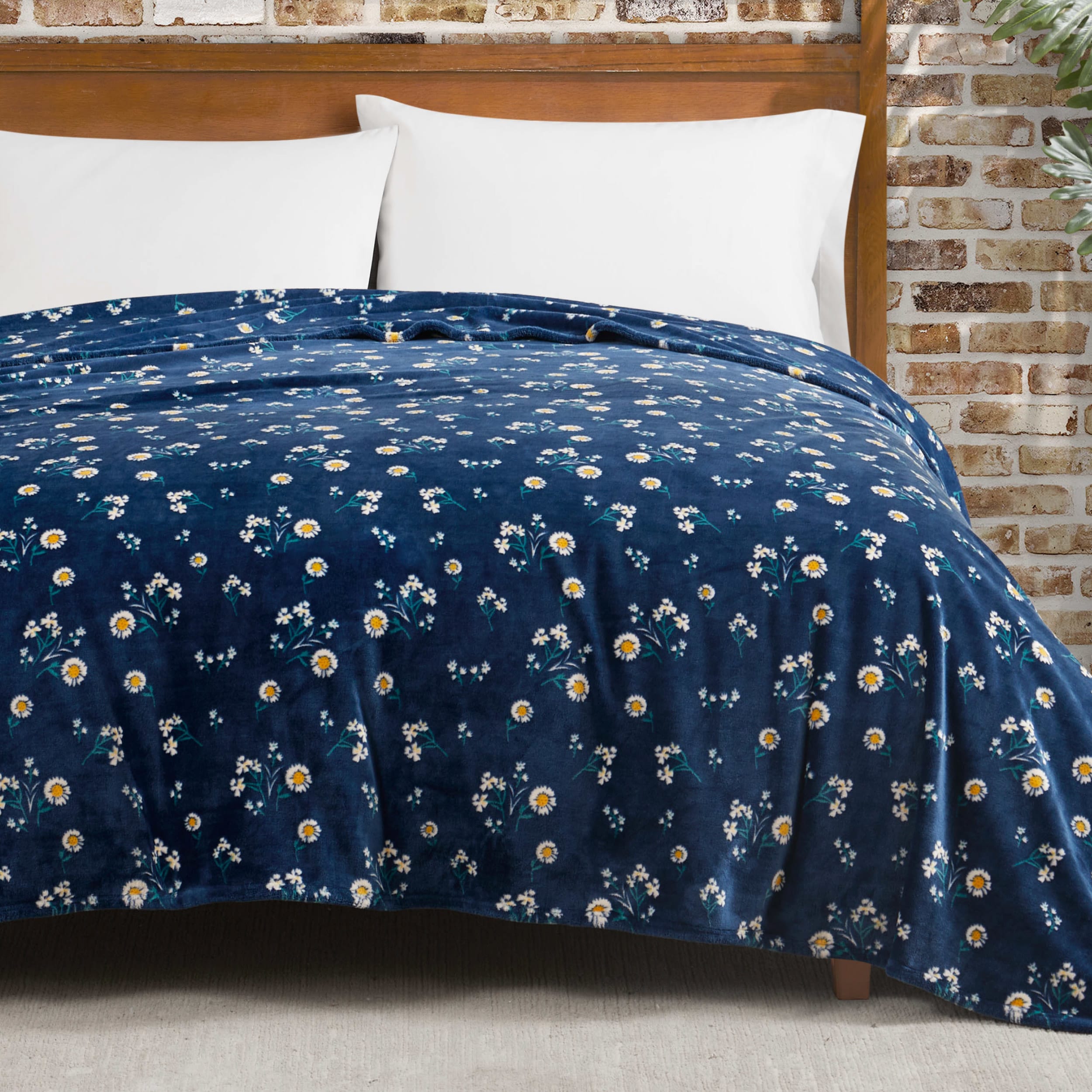 Lucky Brand Daisy Plush Bed Blanket