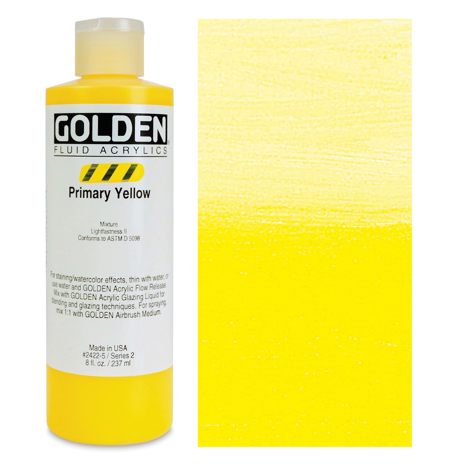 Golden Fluid Acrylics - Primary Yellow 8 oz bottle
