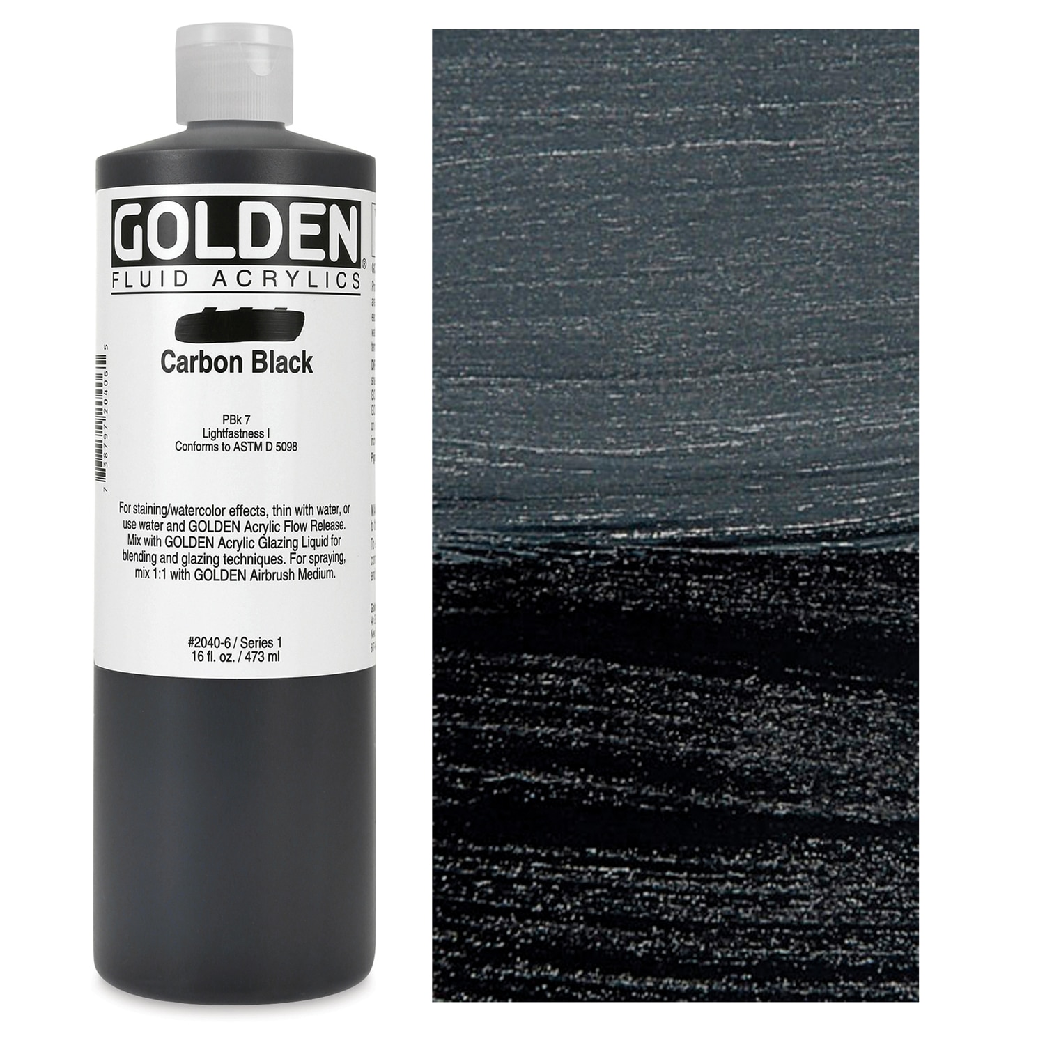Golden Fluid Acrylics - Carbon Black 16 oz bottle