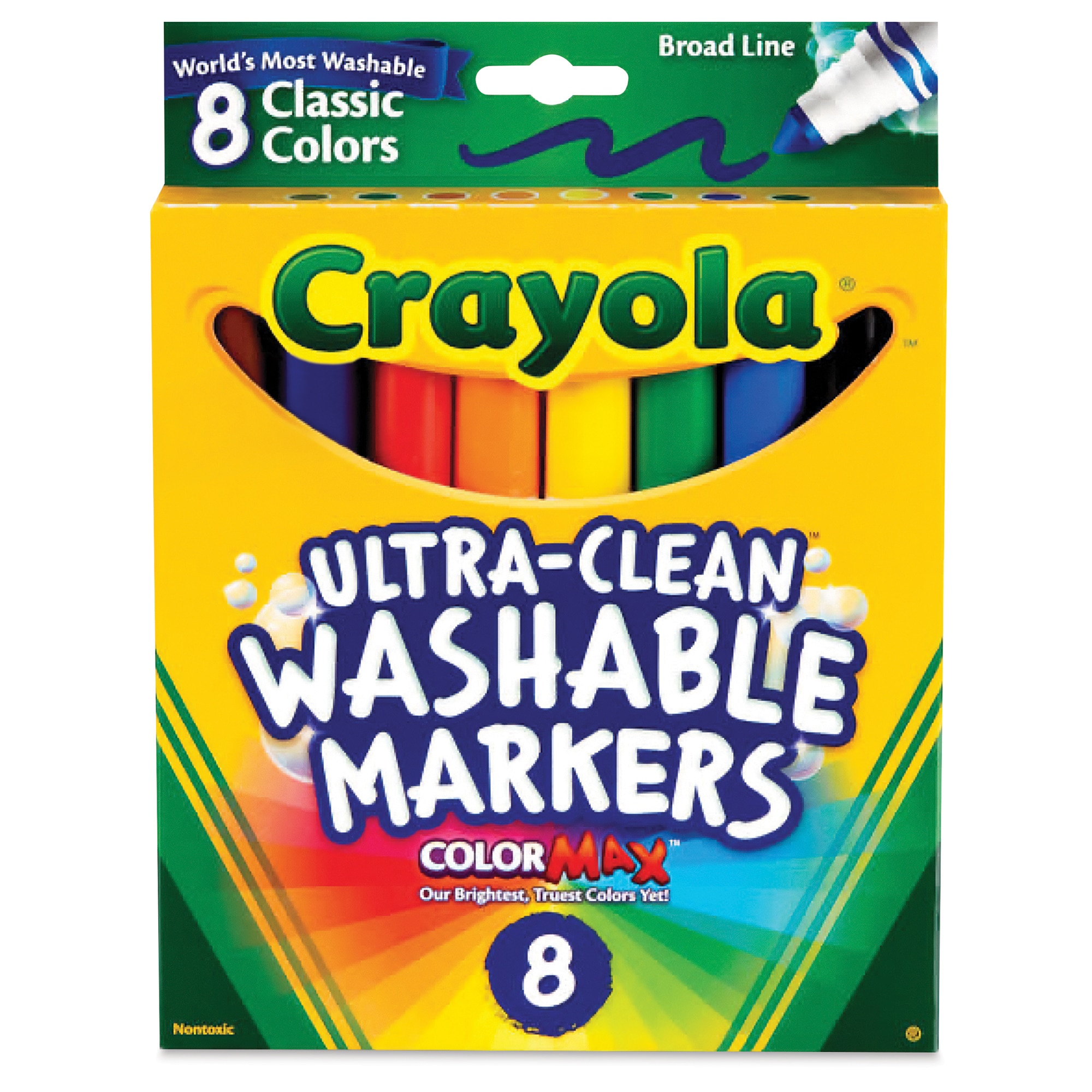 Crayola Washable Marker Set, 8-Colors, Broad, Classic