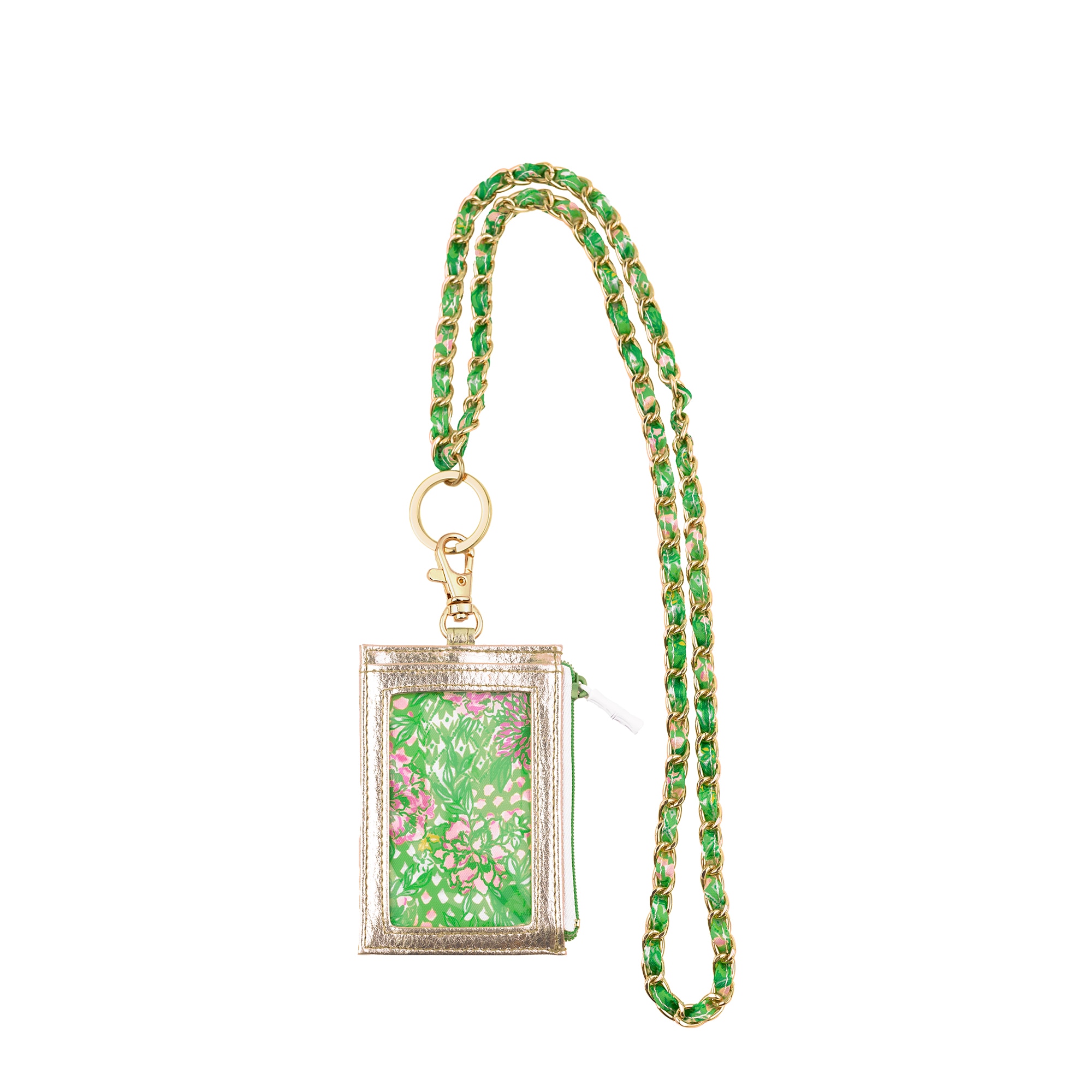Lilly Pulitzer Zip ID Lanyard Lime Feeling Good