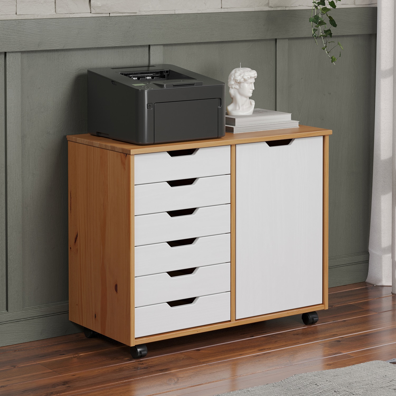 Trendfurn Multiple Drawer Roll Cart Cabinet With 1 Door
