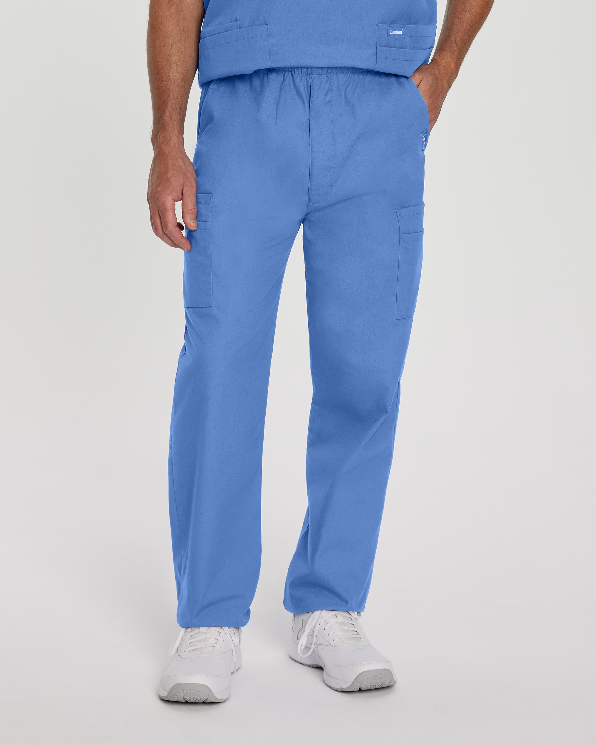 Landau Essentials Men's Straight-Leg Cargo Scrub Pants