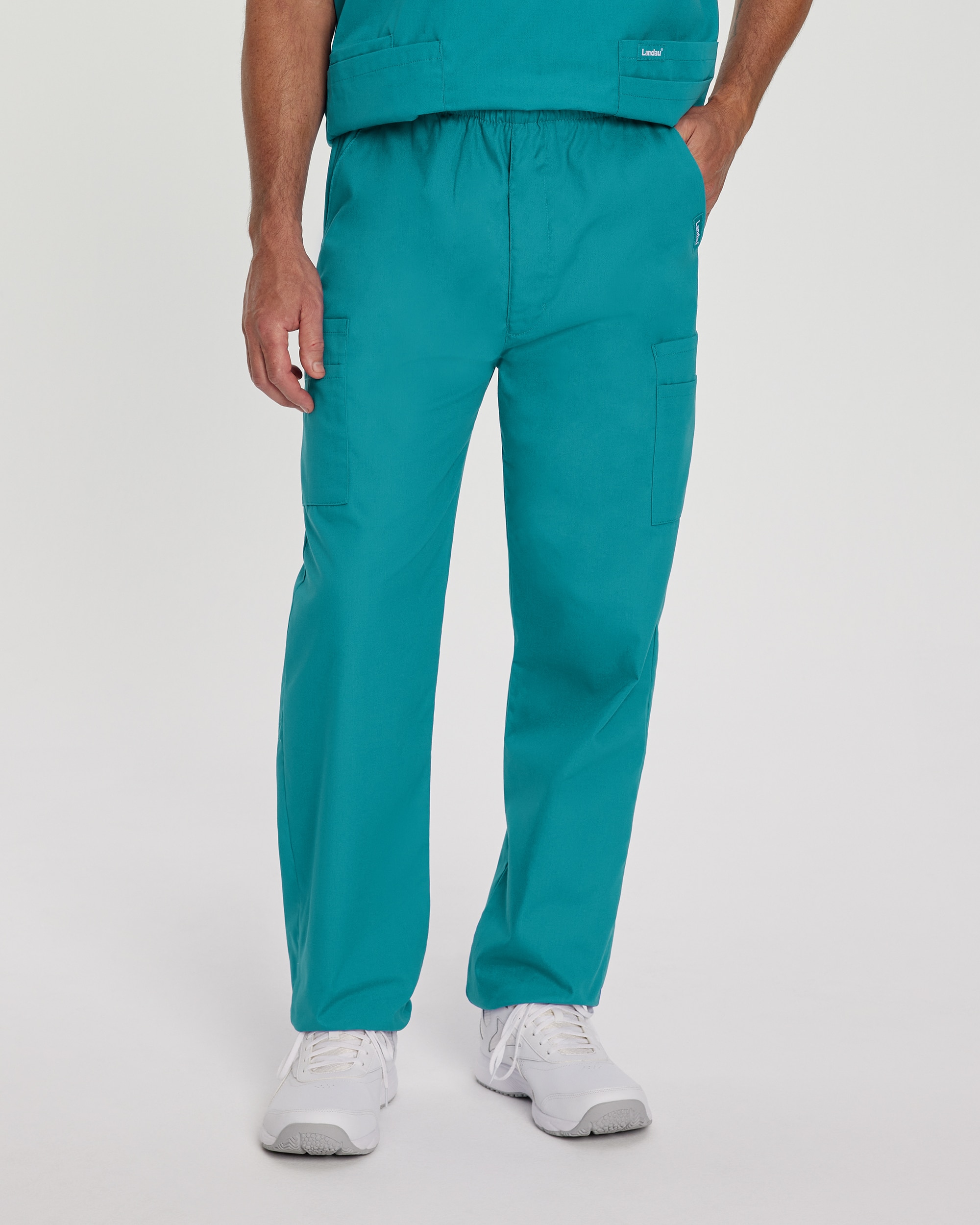 Landau Essentials Men's Straight-Leg Cargo Scrub Pants