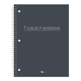 One Subject Spiral Notebook, College Ruled, 3 Hole Punch, Perforated, 10.5