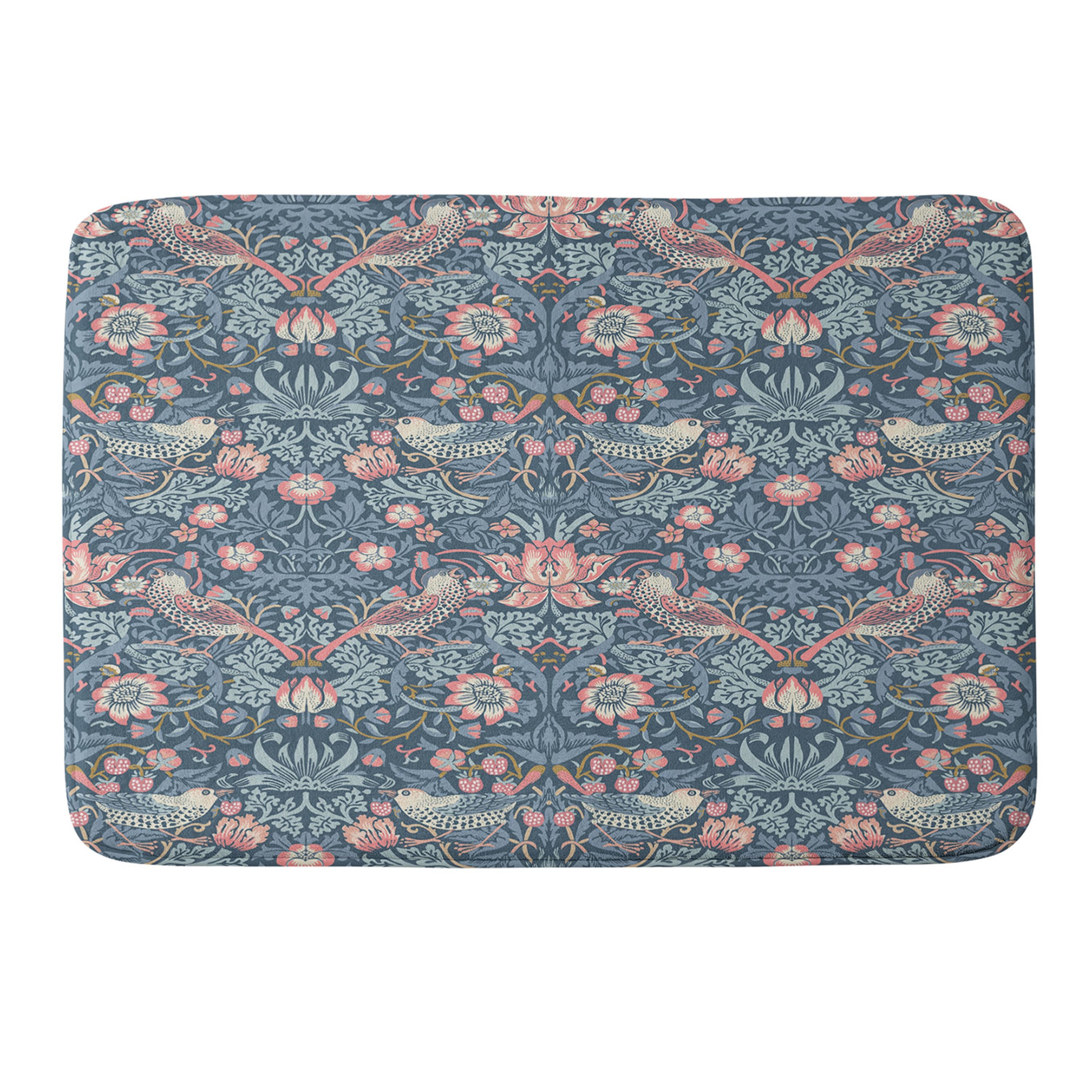 Society6 Strawberry Thief Bath Mat