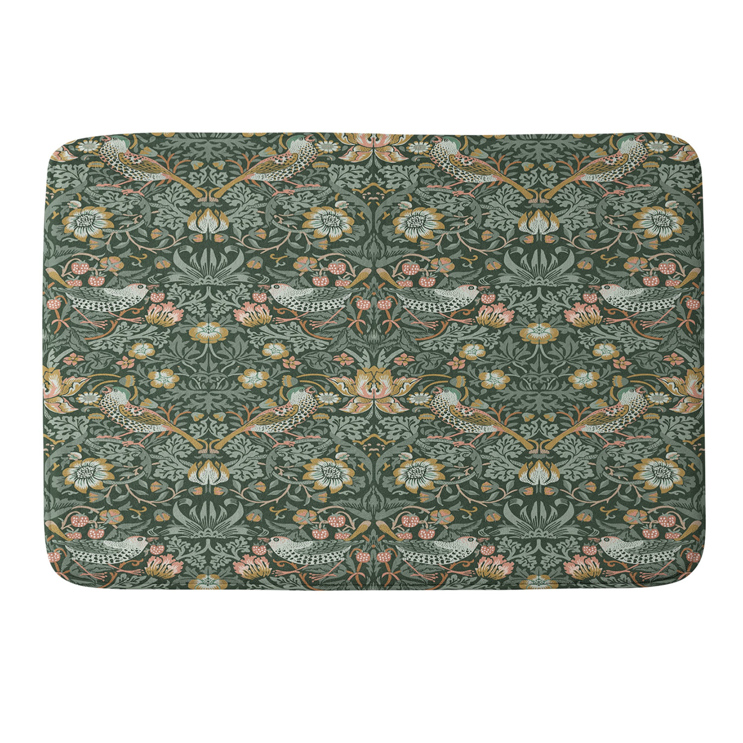 Society6 Strawberry Thief Bath Mat