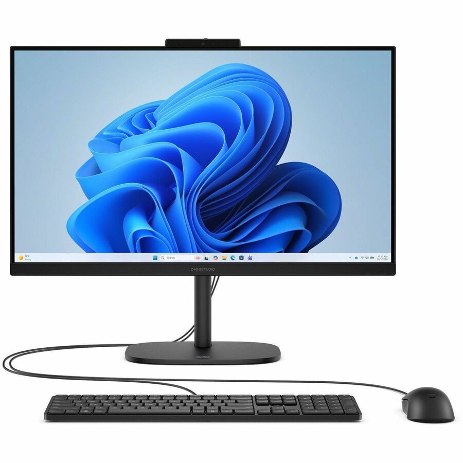 HP OmniStudio 24" AIO Desktop AMD Athlon Gold 20 8GB 512GB Windows 11 Home in Jet Black with Wired Keyboard and Mouse Combo