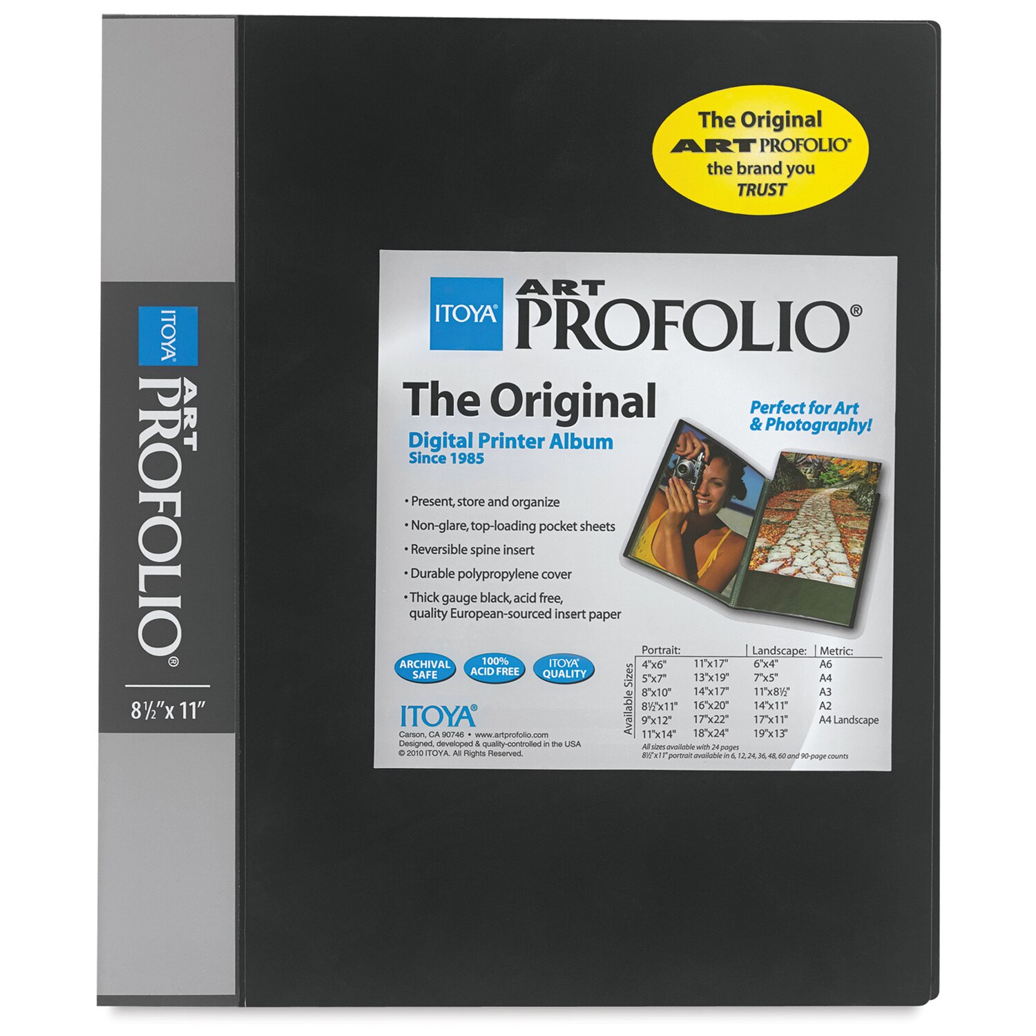 Itoya Original Art Profolio -11" x 8-1/2" Black Portrait 24 Pages
