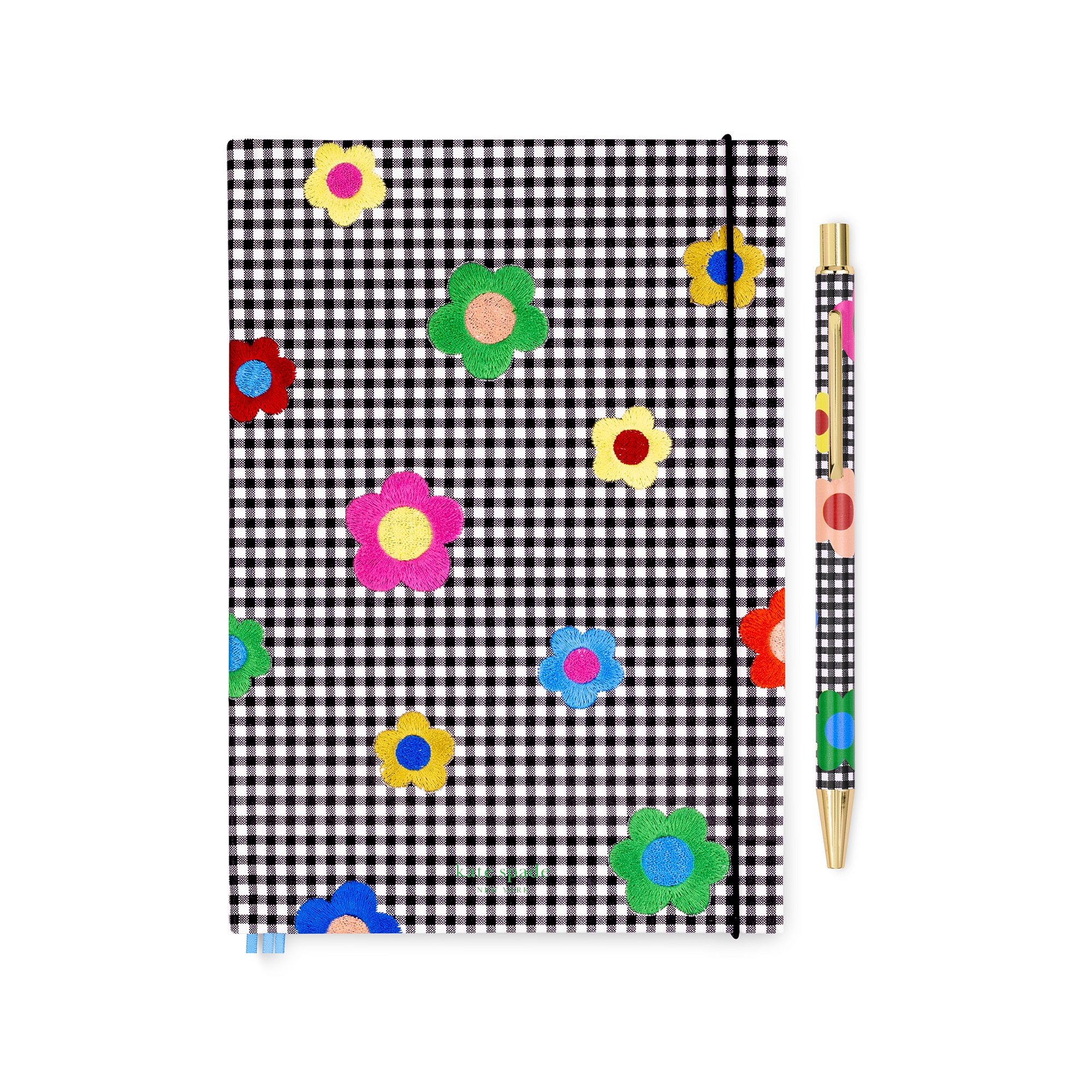 Kate Spade Gingham Garden XL Notebook & Metal Ink Pen