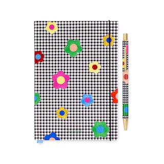 Kate Spade Gingham Garden XL Notebook & Metal Ink Pen