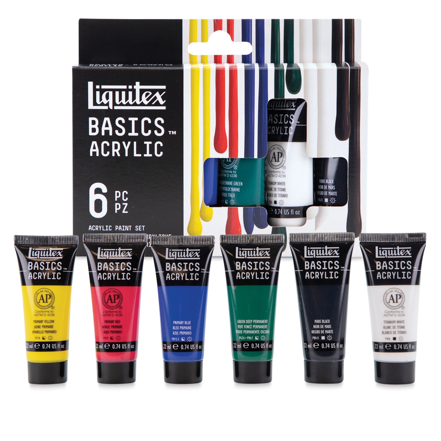 Liquitex Basics Acrylic Paints - Set of 6 Basic Colors 22 ml
