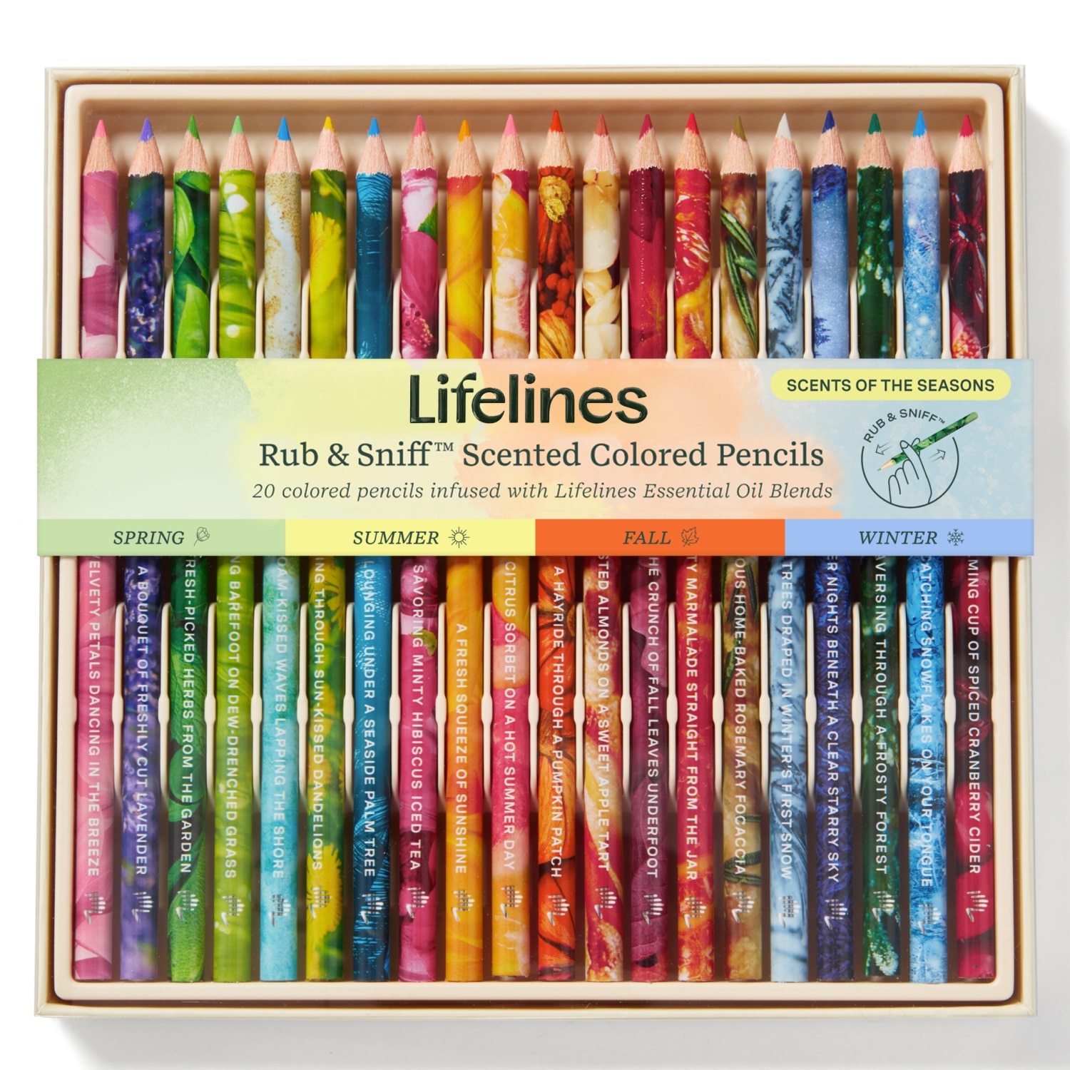 Lifelines Rub & Sniff Colored Pencils - 20-Pack Seasons