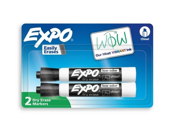 Expo Dry Erase Chisel Tip Black Markers 2 ct