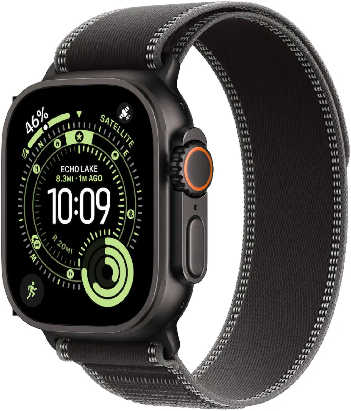 Apple Watch Ultra 3 GPS + Cellular 49mm Black Titanium Case with Black/Charcoal Trail Loop - M/L