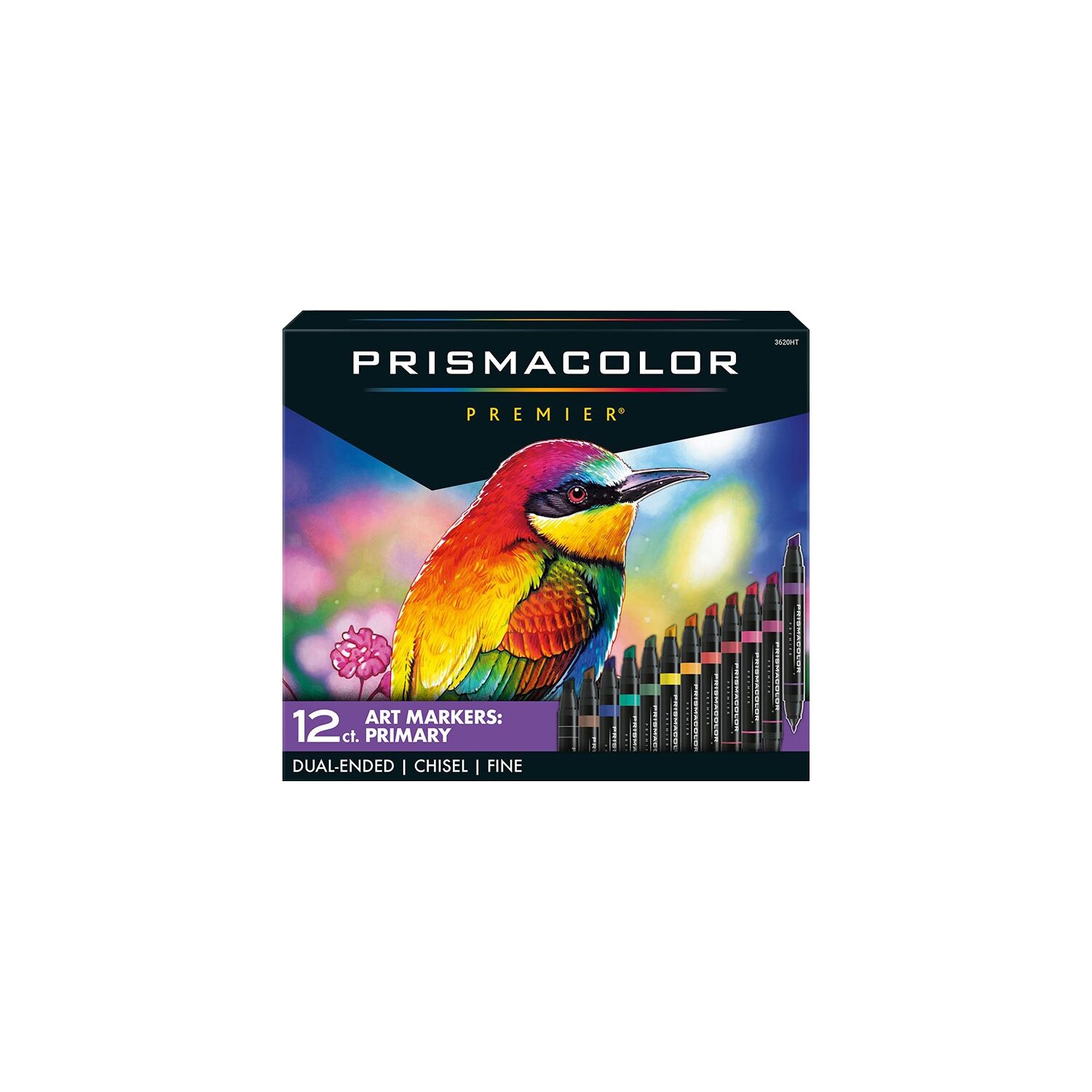 Prismacolor Premier Double-Ended Art Marker Set Chisel-Fine 12-Colors Primary Colors