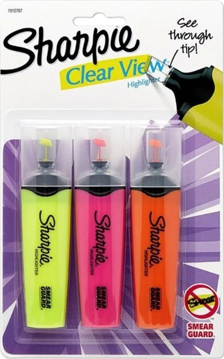 Sharpie Clear View Tank Highlighters Assorted 3ct