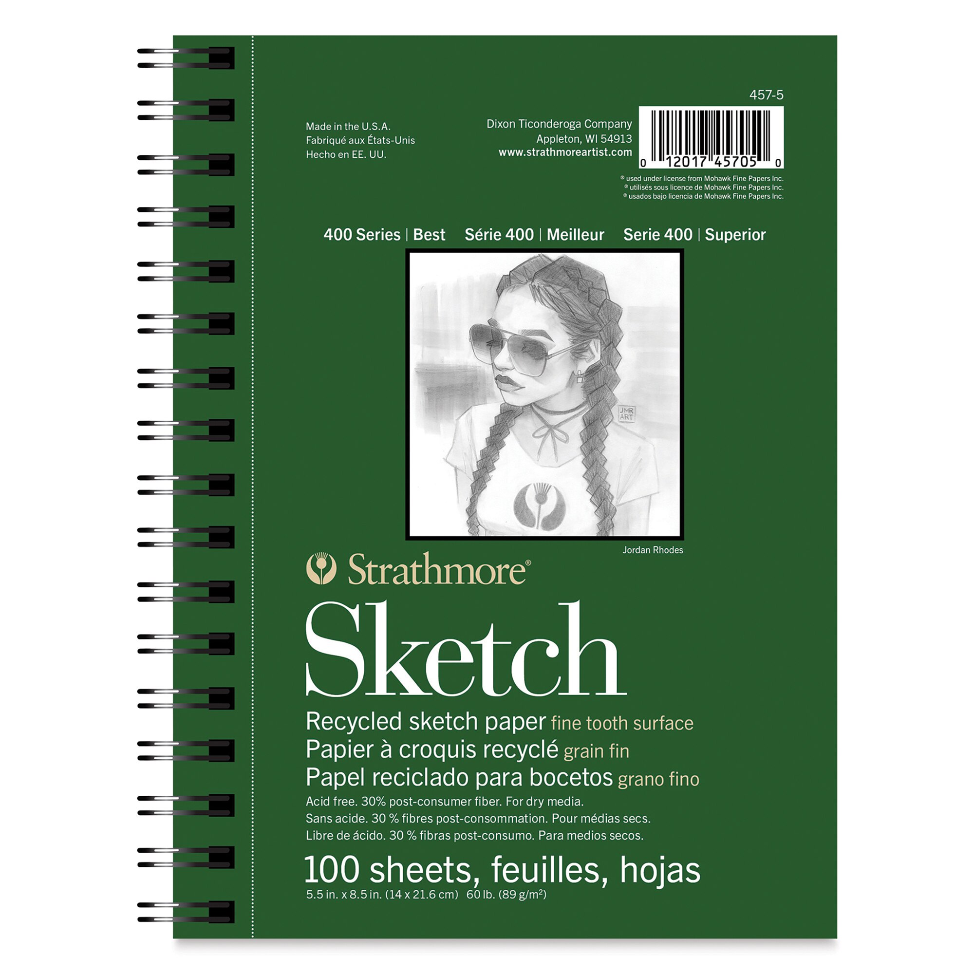 Strathmore 400 Series Recycled Sketch Pad - 5-1/2" x 8-1/2" Portrait 100 Sheets
