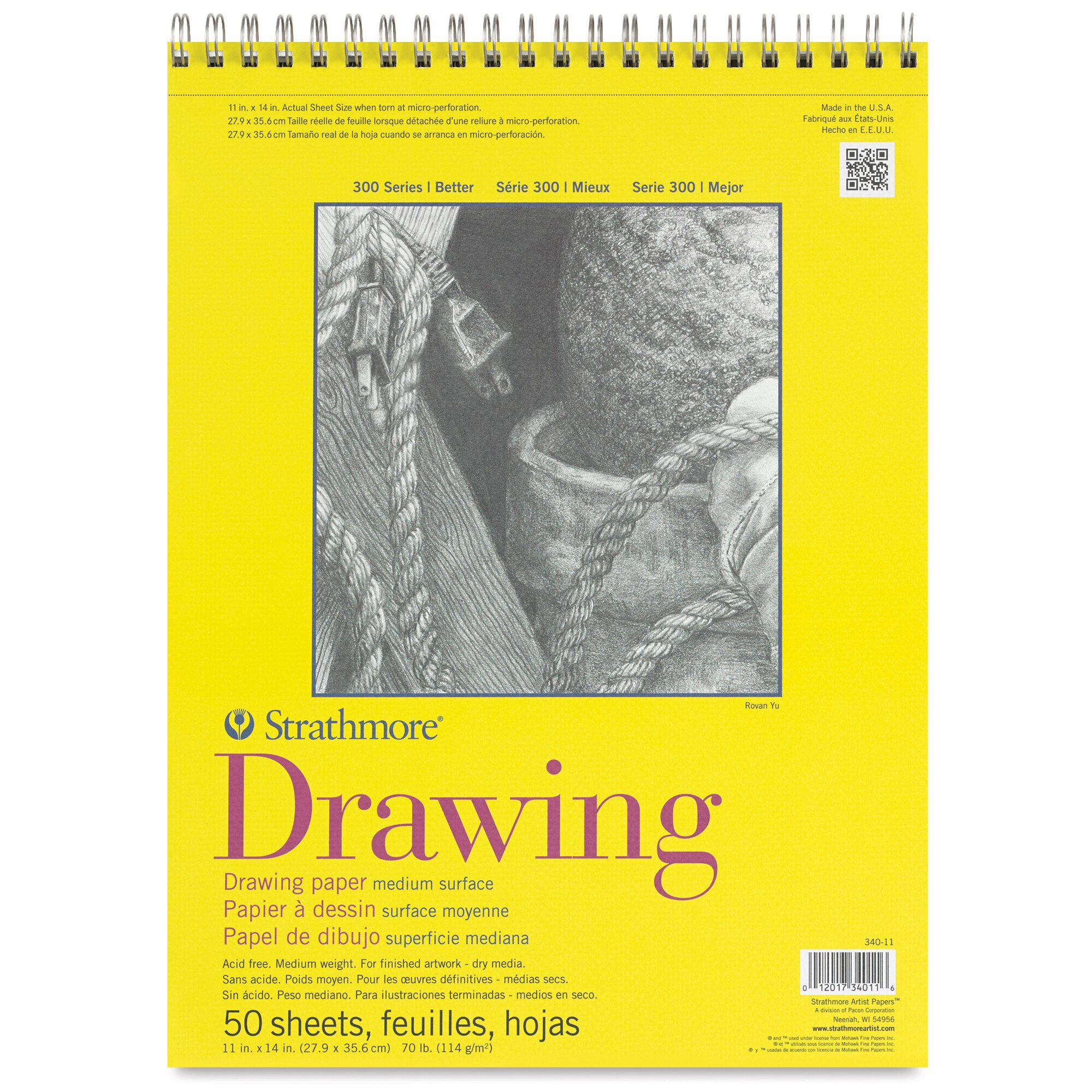 Strathmore 300 Series Drawing Pad - 11" x 14" Wire Bound 50 Sheets