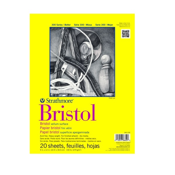 Strathmore Bristol Paper Pad, 300 Series, Regular, 9" x 12", 20 Sheets