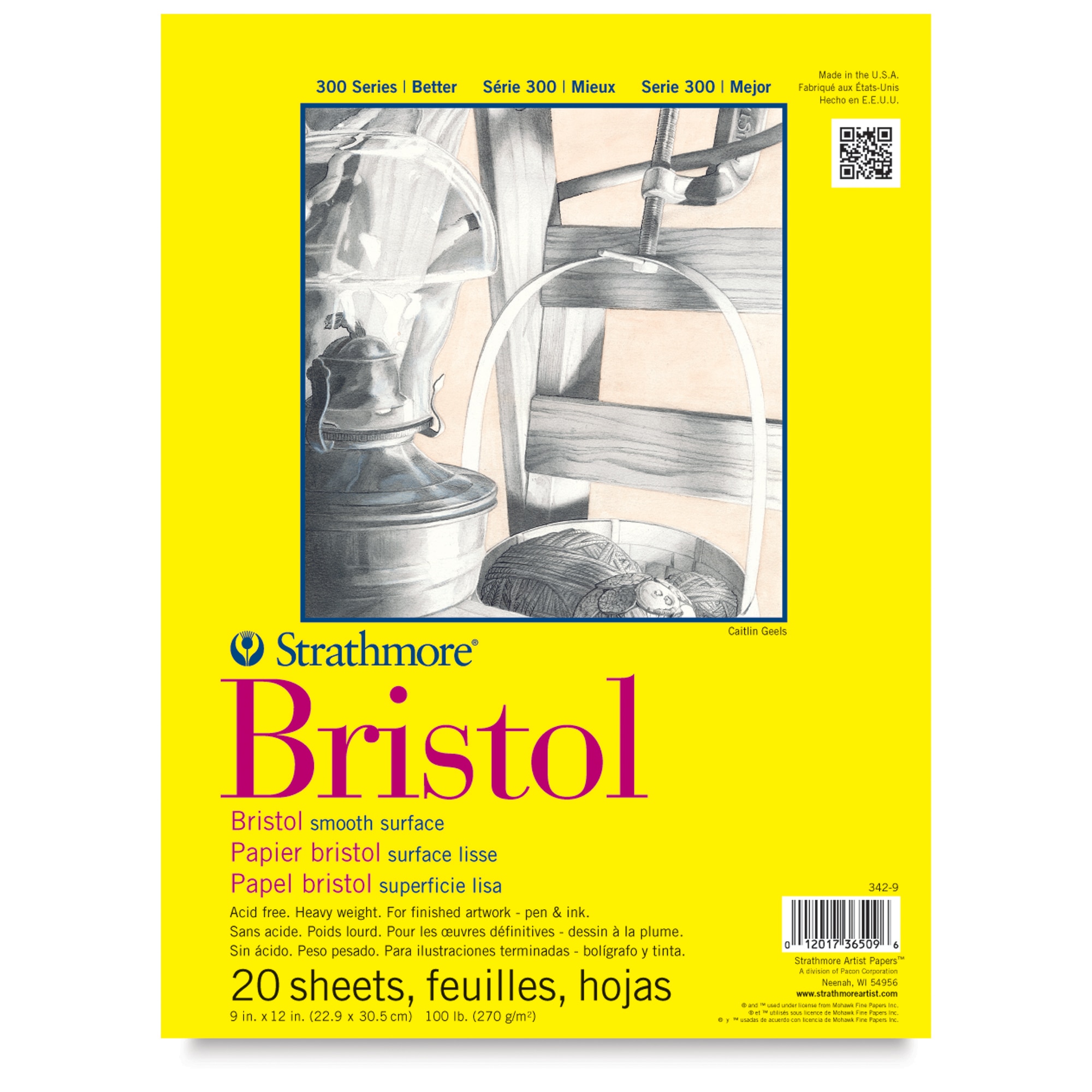 Strathmore 300 Series Bristol Pad - 9" x 12" Smooth 20 Sheets
