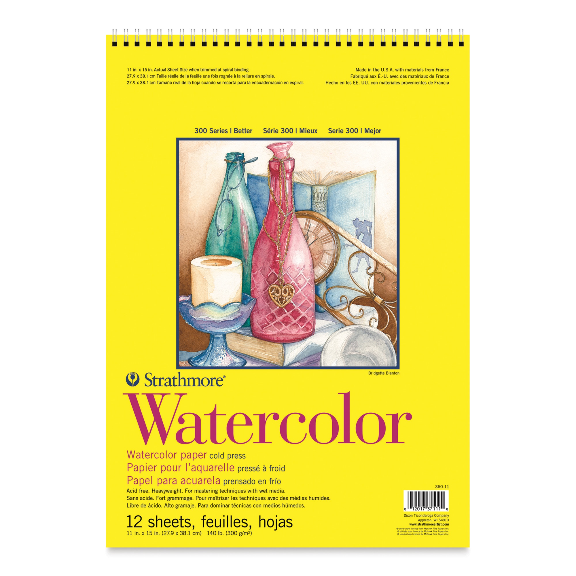 Strathmore 300 Series Student Watercolor Pad - 11" x 15" Cold Press Spiral Bound 12 Sheets