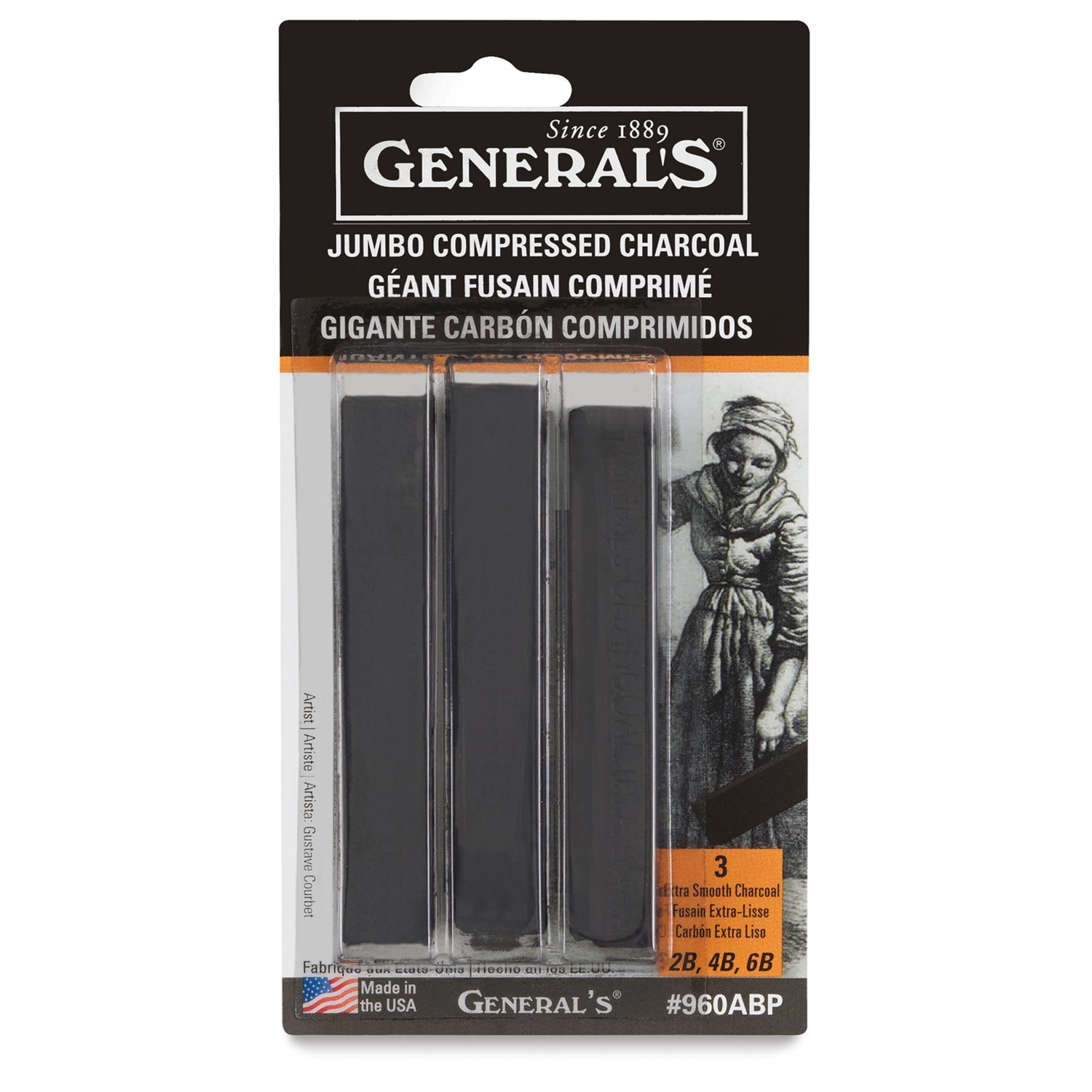 General s Jumbo Compressed Charcoal - Assorted Set of 3