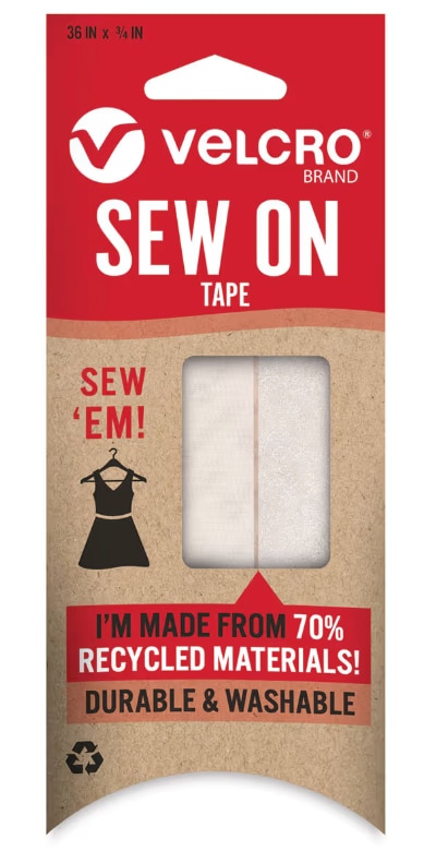 Velcro Brand ECO Collection Sew-On Tape White 36" x 3/4"