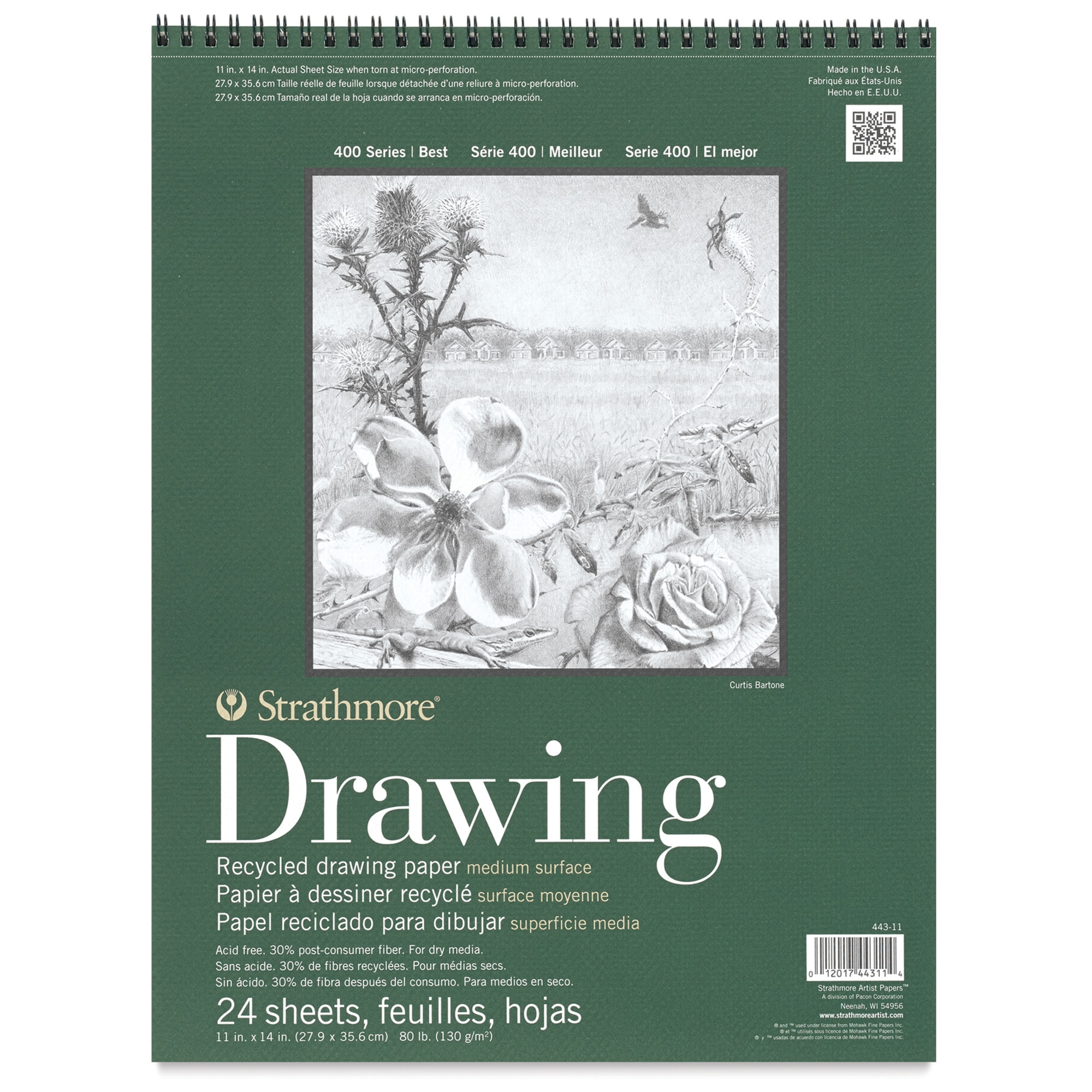 Strathmore 400 Series Recycled Drawing Pad - 14" x 11" Portrait 24 Sheets