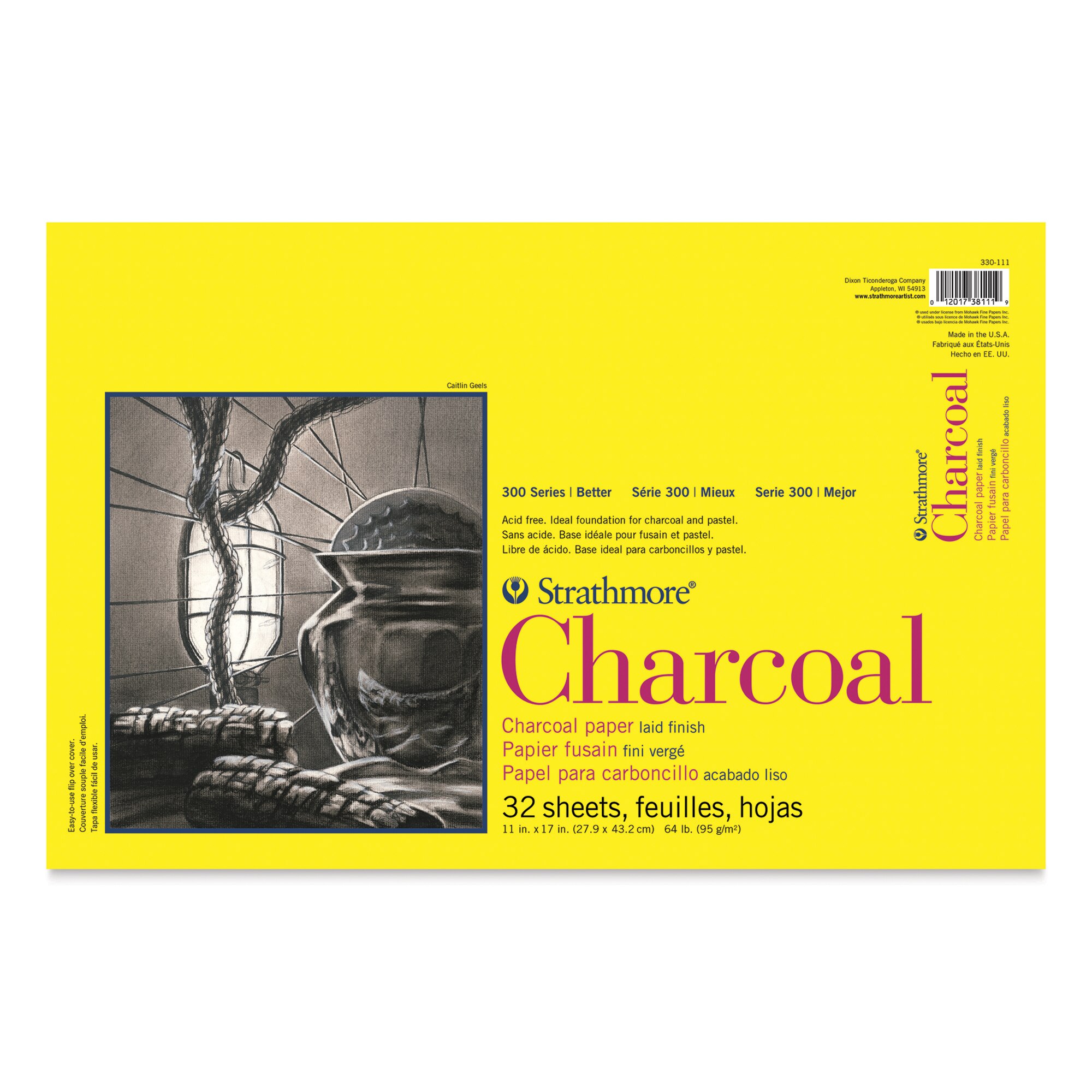 Strathmore Charcoal Paper Pad, 300 Series, 11" x 17", Tape-Bound