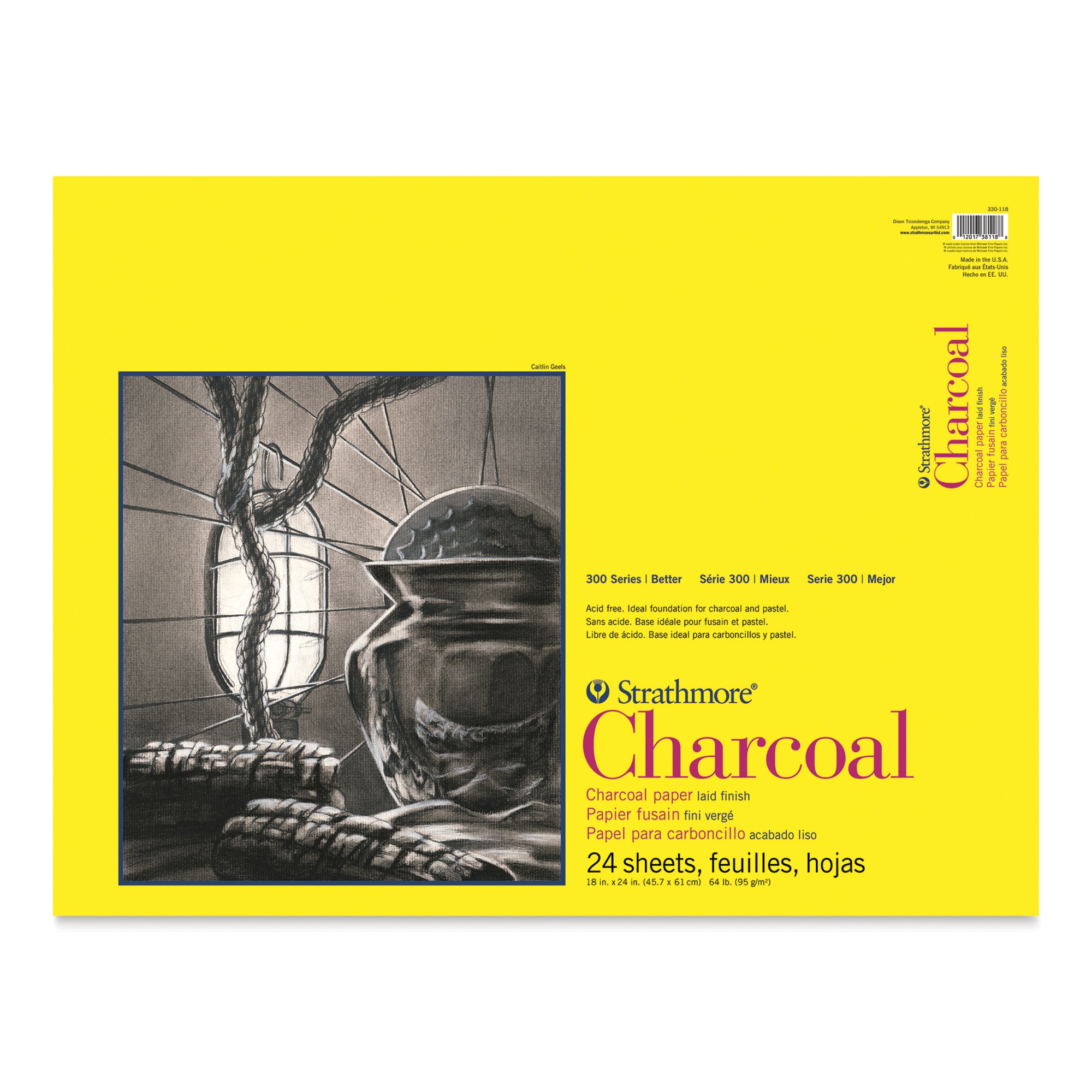 Strathmore Charcoal Paper Pad, 300 Series, 18" x 24", Tape-Bound
