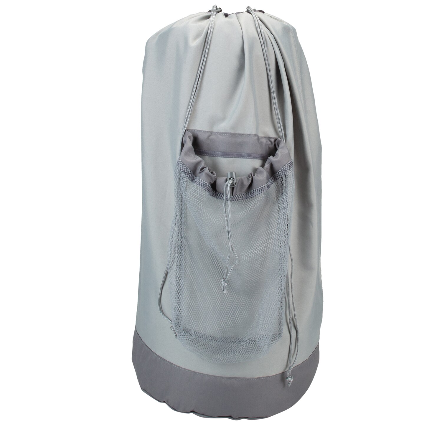 Simplify Backpack Laundry Bag with Mesh Pocket in Grey