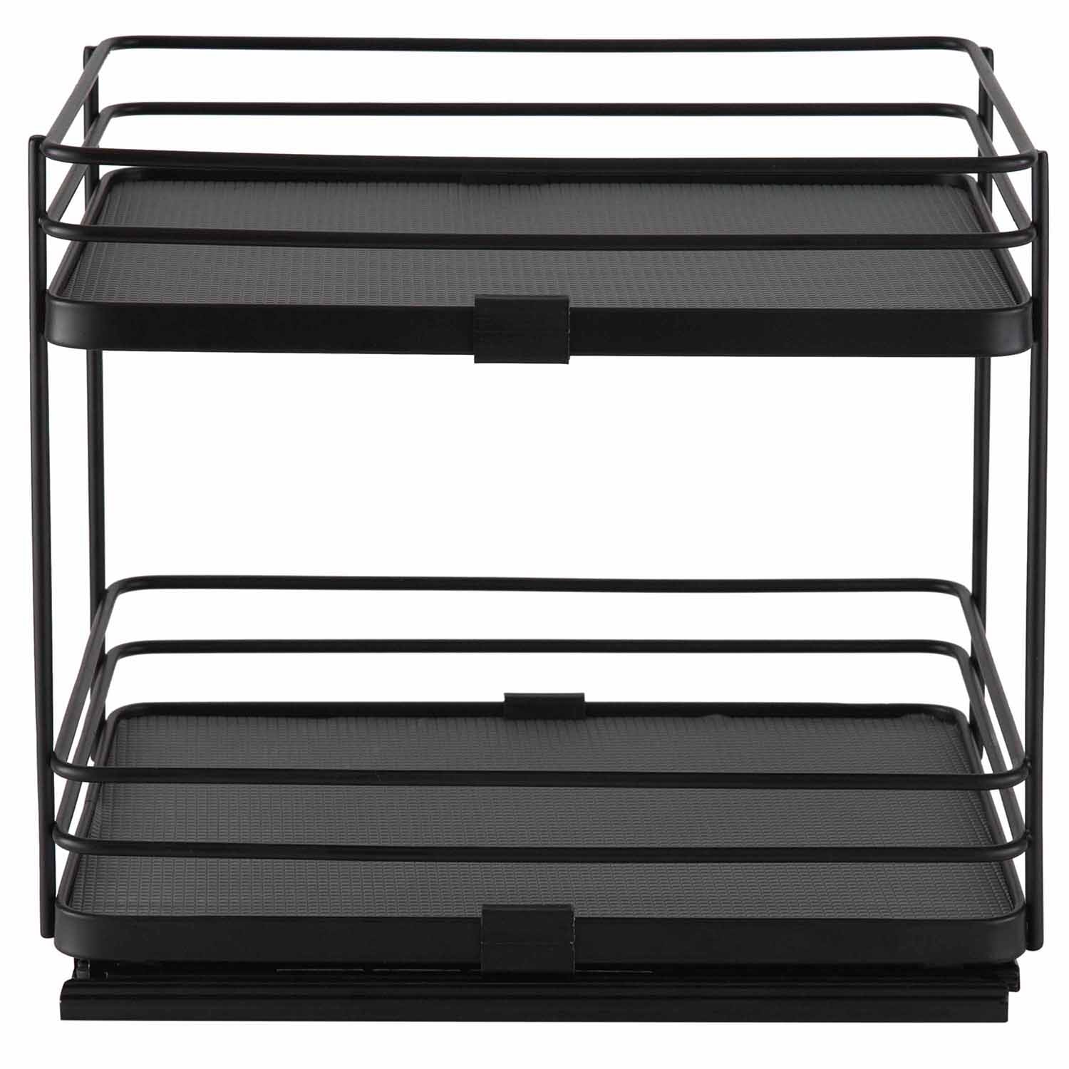Organize It All 2 Tier Slide Out Shelf Organizer in Matte Black