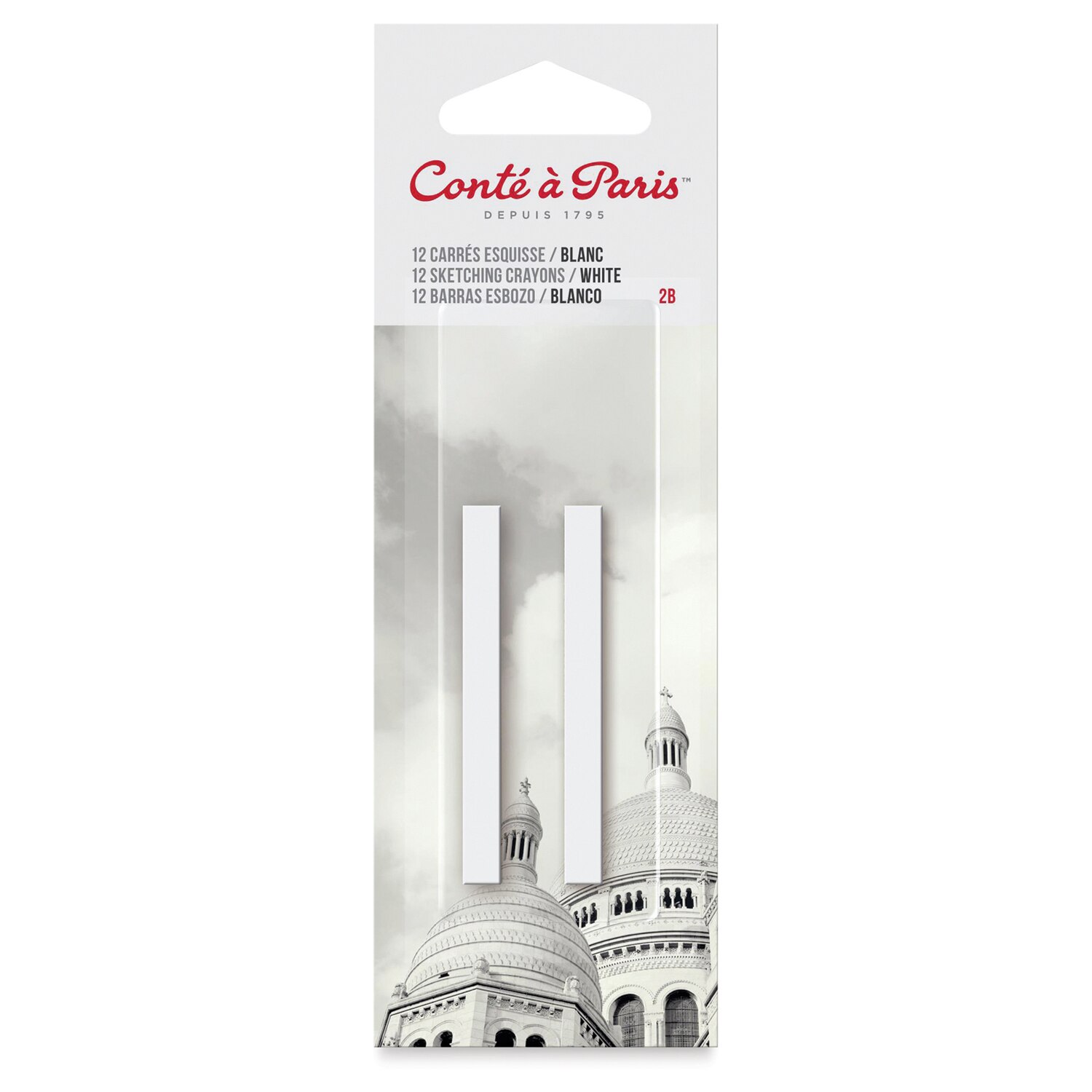 Conte a Paris Sketching Pastel Carres - White 2B Pack of 2