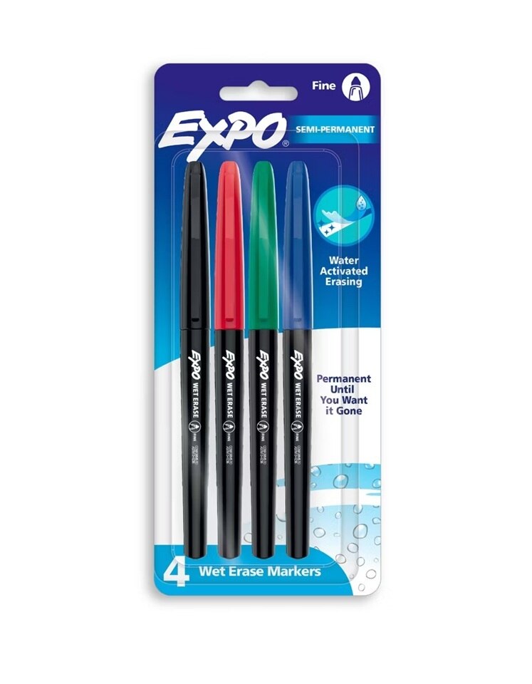 EXPO Wet Erase Fine Tip Markers 4ct Assorted