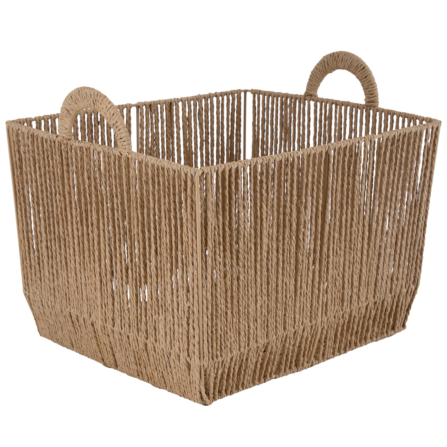 Simplify Vertical Weave Small Storage Basket with Round Handles