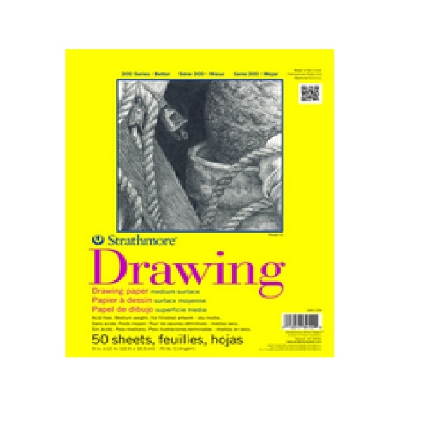 Strathmore Drawing Paper Pad, 300 Series, 20 Sheets, 11" x 14", Tape Bound