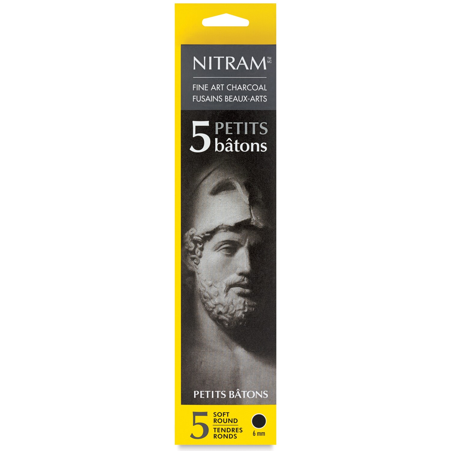 Nitram Fusains Extra Soft Charcoal - Extra Soft Petits Batons 6 mm Pkg of 5