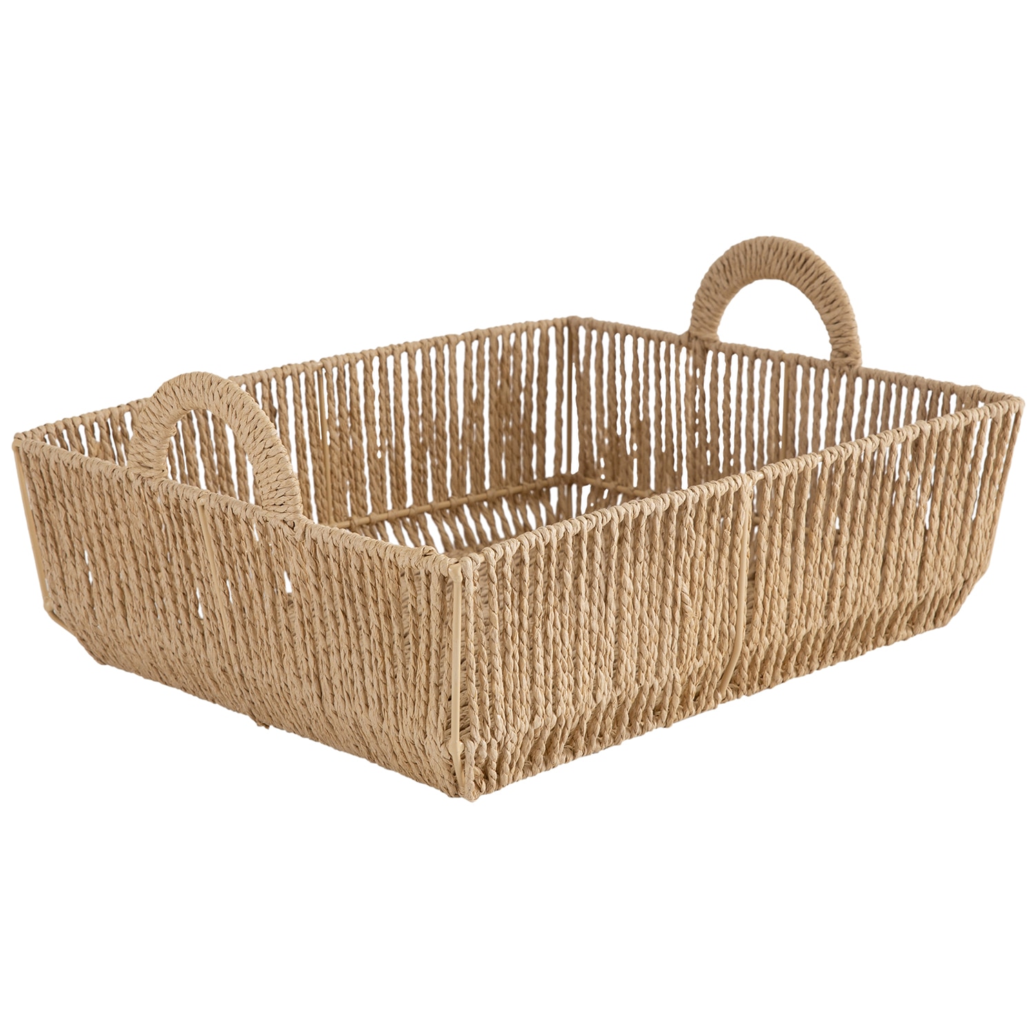 Simplify Vertical Weave Large Shelf Storage Basket with Round Handles